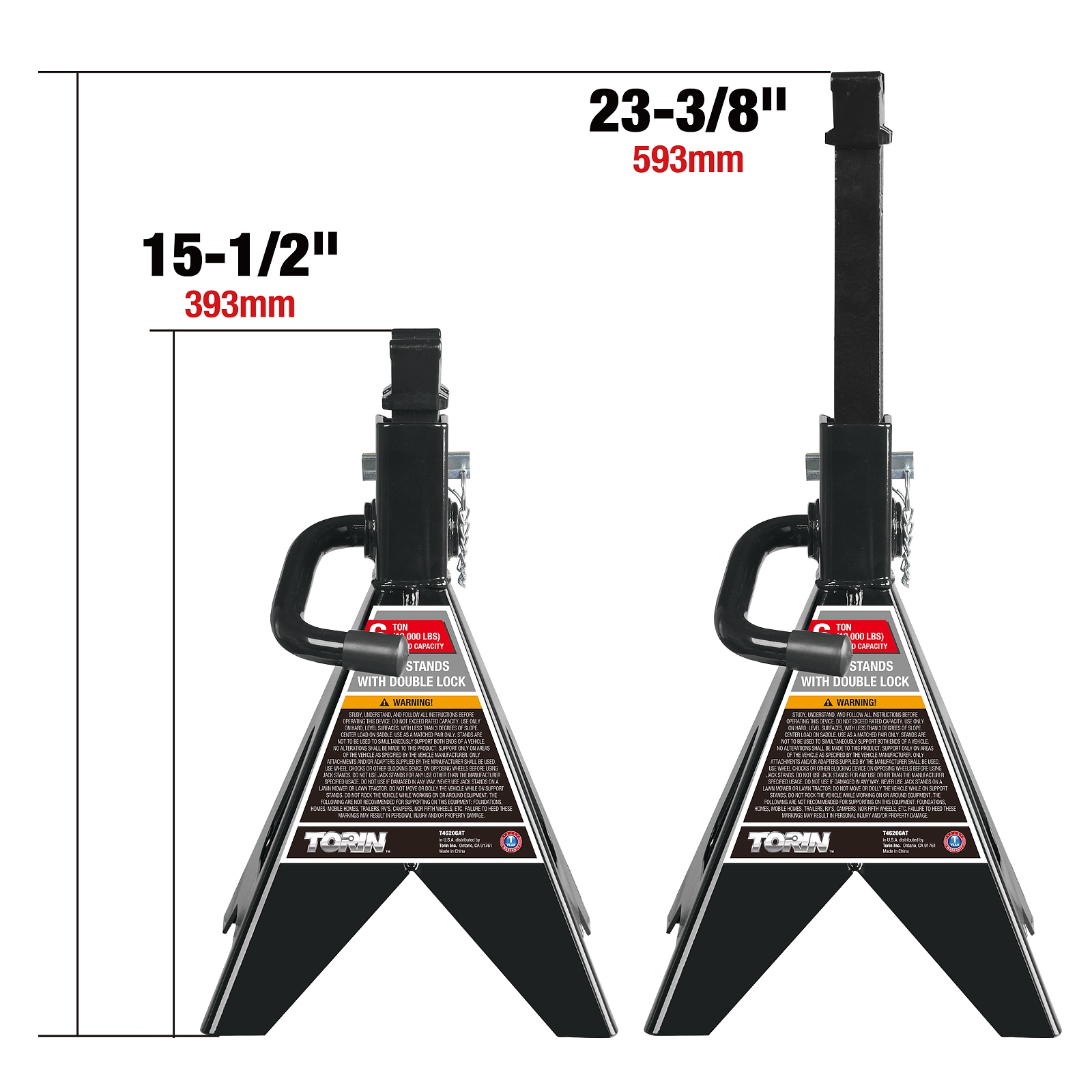 Torin Negro Soporte de Gato Manual de Acero 6 Toneladas T46206AT
