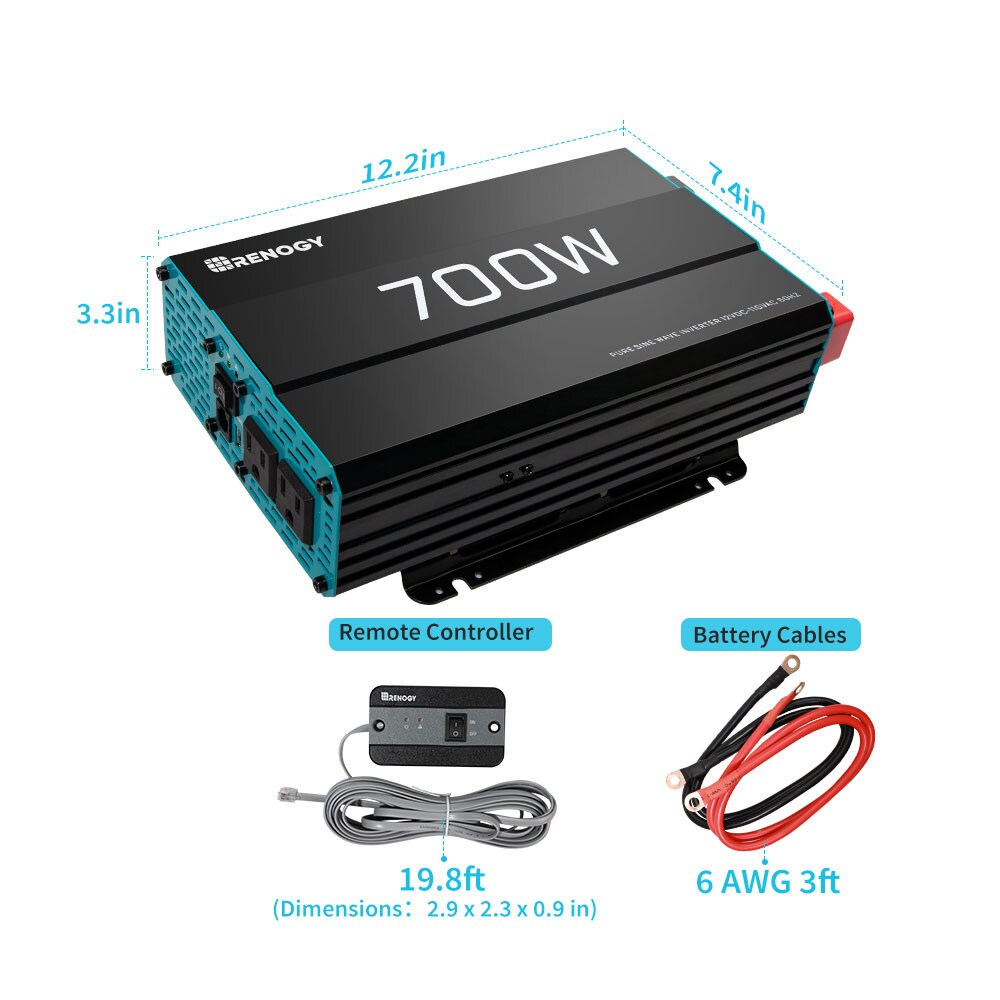 Inversor de Potencia Renogy de 700 Vatios RNG-INVT-700-12V-P2