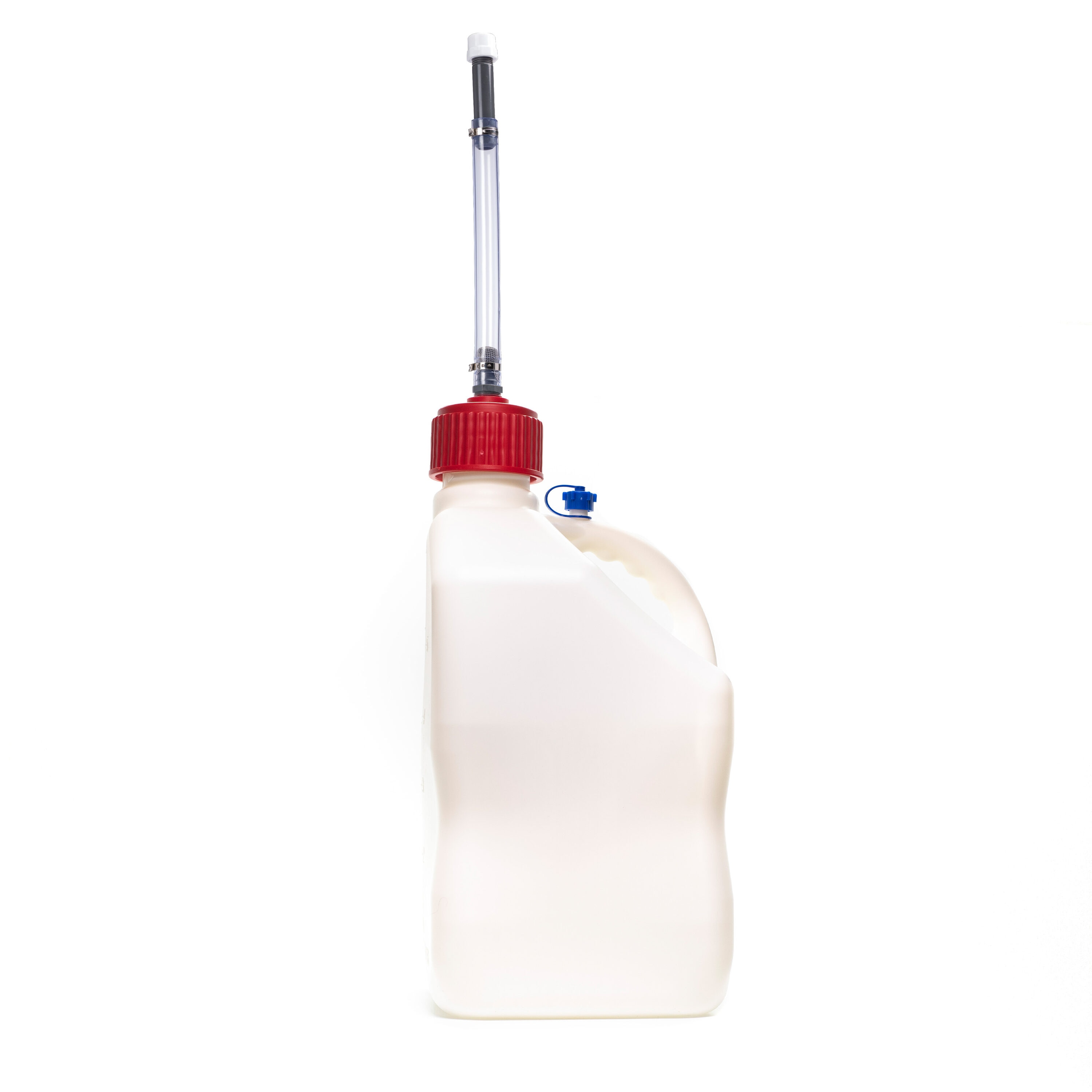 Bidón utilitario de motorsport de 5.5 galones con temática patriótica de VP Racing Fuels con manguera deluxe 35210-CA