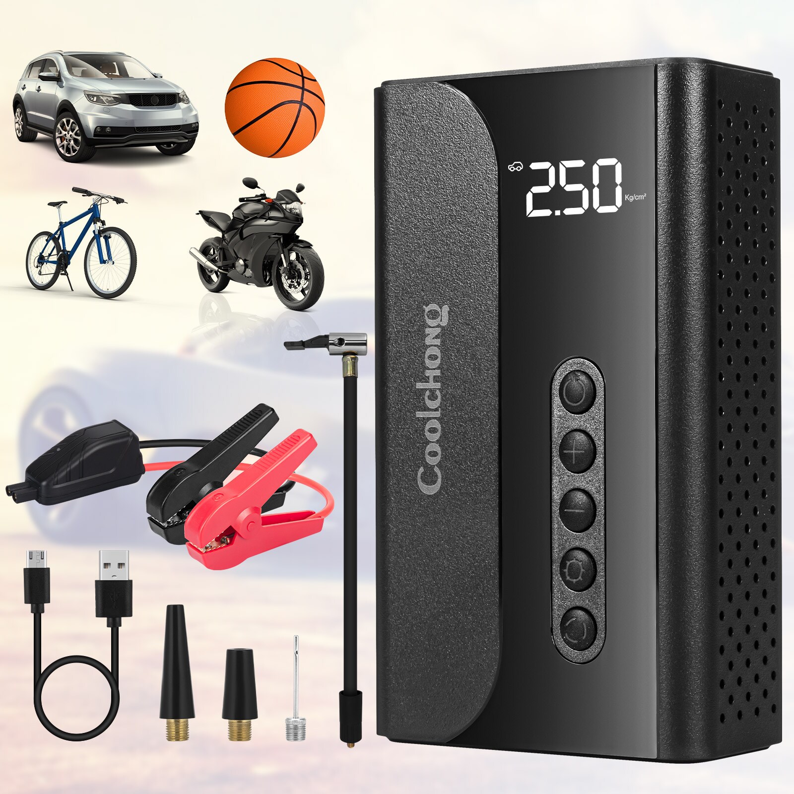 Arrancador de batería portátil de 1000 amperios y 12 voltios para auto con pantalla digital JS23-001