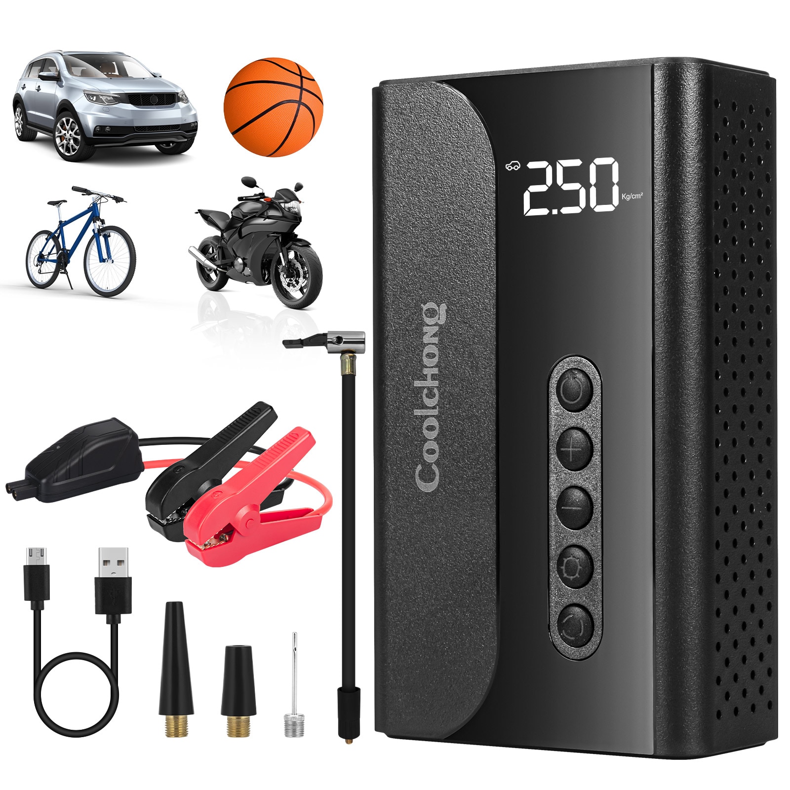 Arrancador de batería portátil de 1000 amperios y 12 voltios para auto con pantalla digital JS23-001