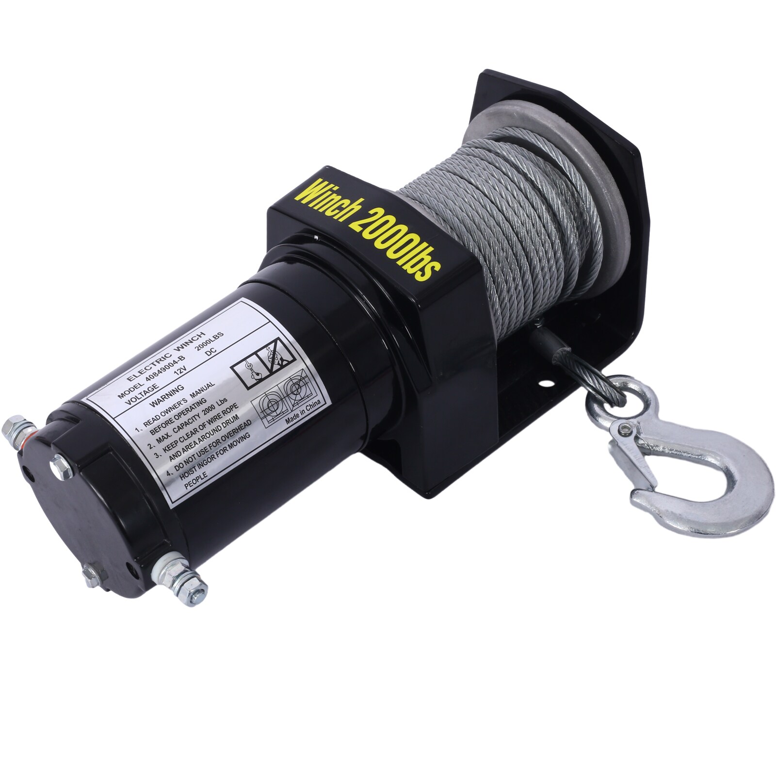 Malacate Eléctrico 12v 2000lb para ATV/UTV Siavonce Resistente al Agua con Cable de Acero, ideal para remolque de ATV UTV fuera de carretera.