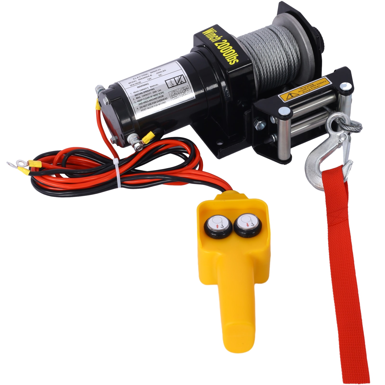 Malacate Eléctrico 12v 2000lb para ATV/UTV Siavonce Resistente al Agua con Cable de Acero, ideal para remolque de ATV UTV fuera de carretera.