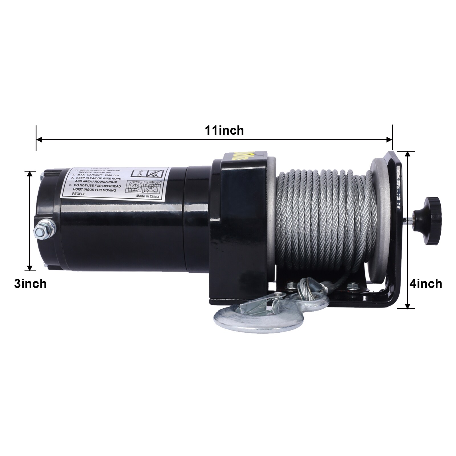 Malacate Eléctrico 12v 2000lb para ATV/UTV Siavonce Resistente al Agua con Cable de Acero, ideal para remolque de ATV UTV fuera de carretera.