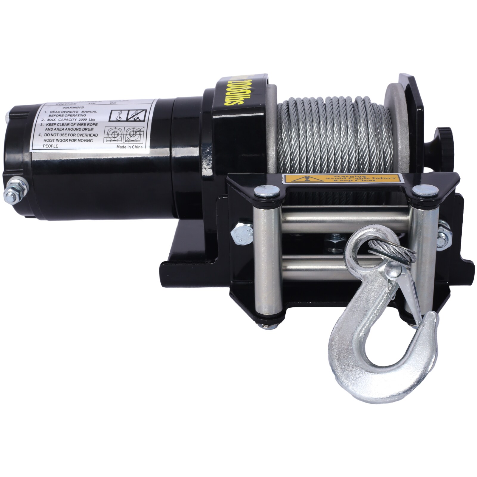 Malacate Eléctrico 12v 2000lb para ATV/UTV Siavonce Resistente al Agua con Cable de Acero, ideal para remolque de ATV UTV fuera de carretera.