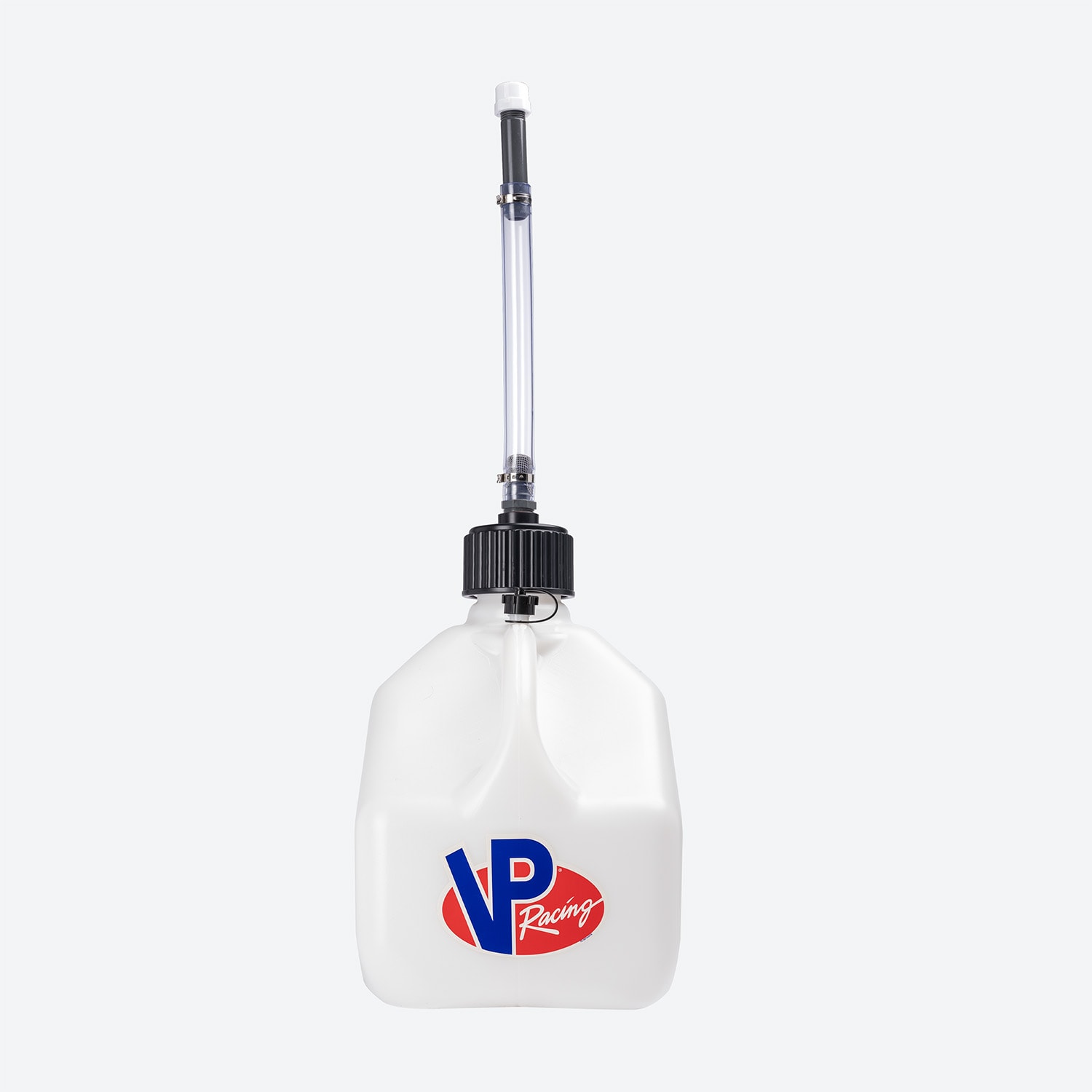 Bidón utilitario de 3 galones en blanco de VP Racing Fuels con manguera de lujo 4173-CA