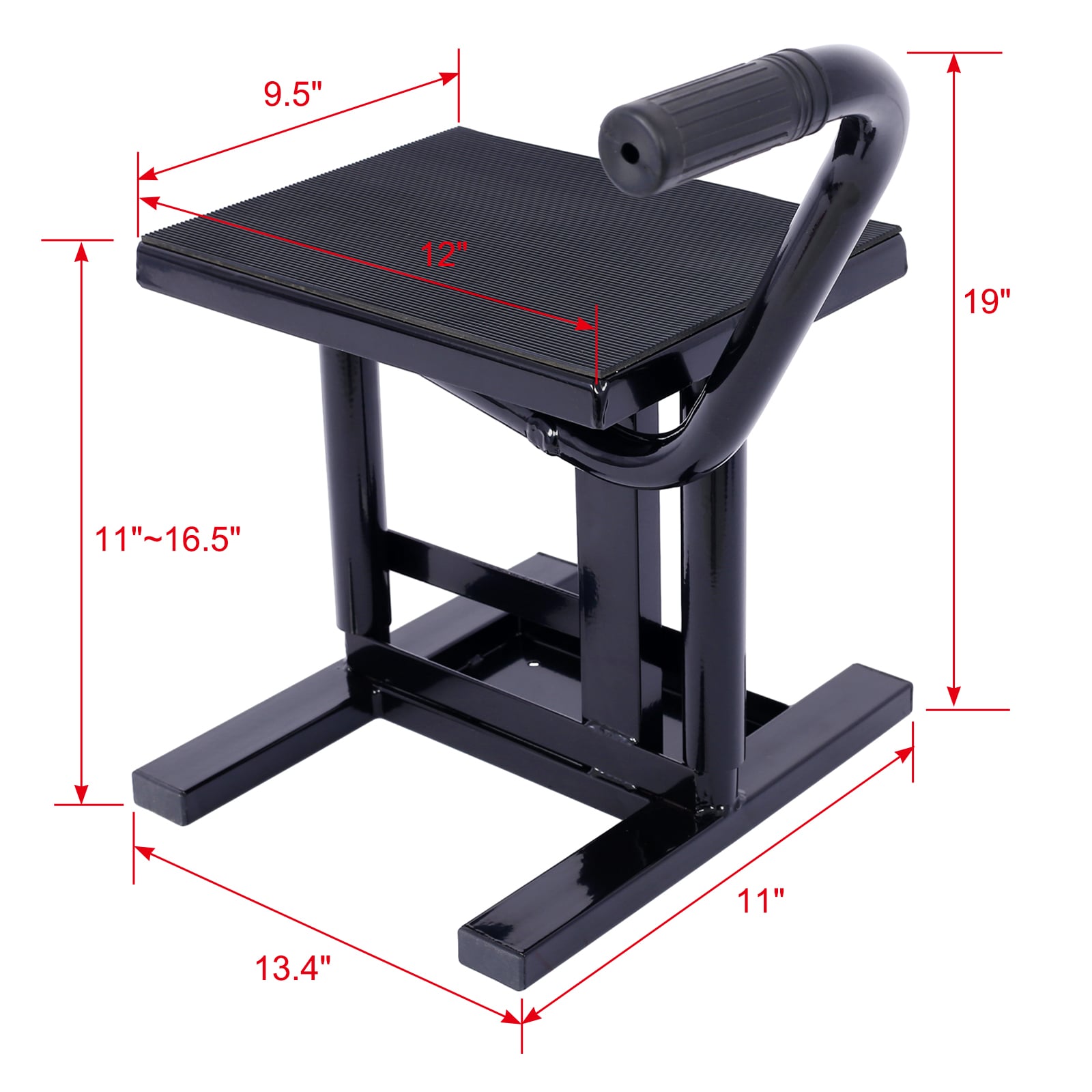 Elevador de motocicletas y soportes para motocicleta de tierra Kahomvis, soporte de gato de elevación de acero con altura ajustable de 11-16.5 pulgadas y capacidad de carga de 330 libras. Resistente y duradero en acero negro.