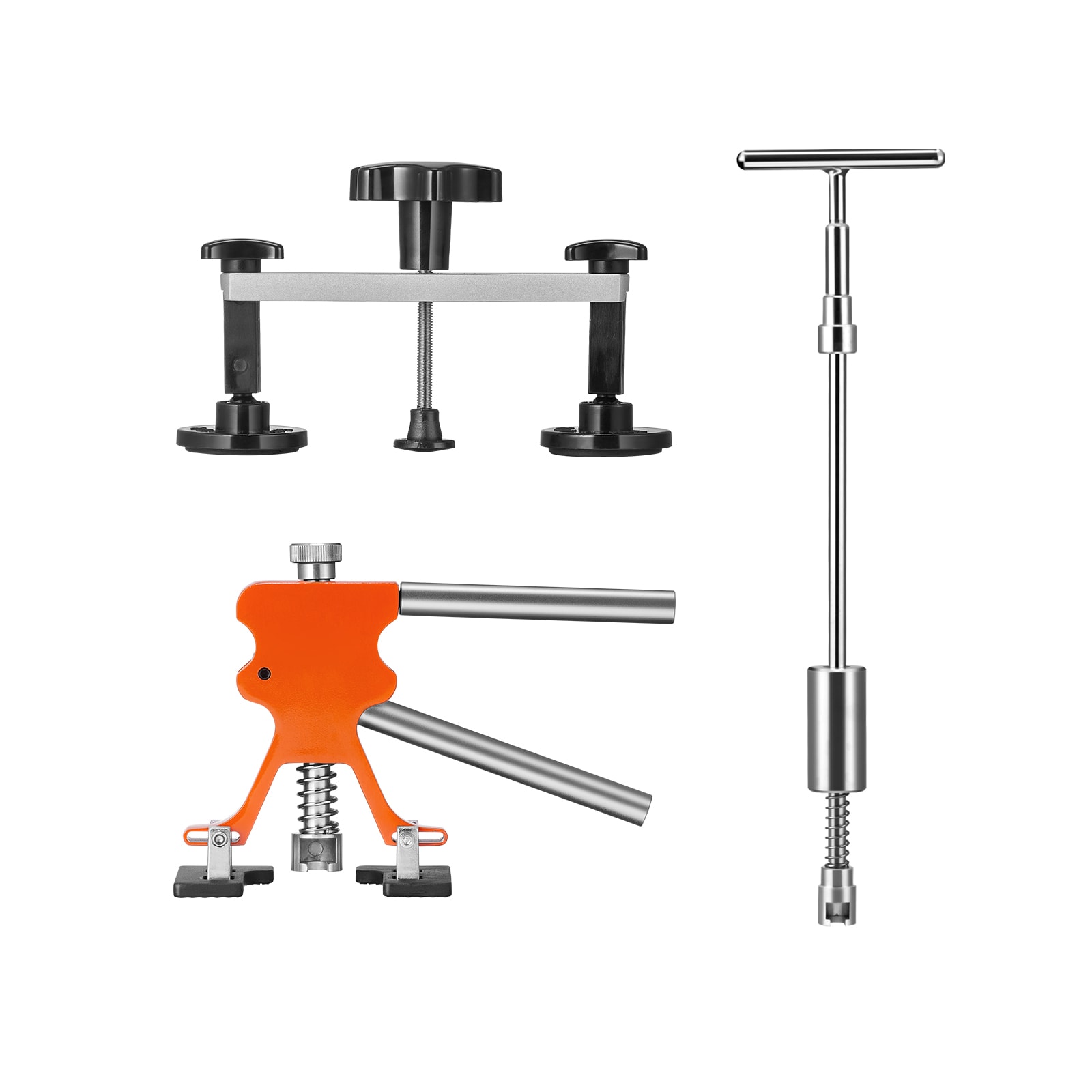 Set de 69 piezas para reparación de abolladuras sin pintura en autos, incluye elevador dorado, puente tirador y martillo deslizante, ideal para lavado de carrocería de autos, lavadoras y refrigeradores.