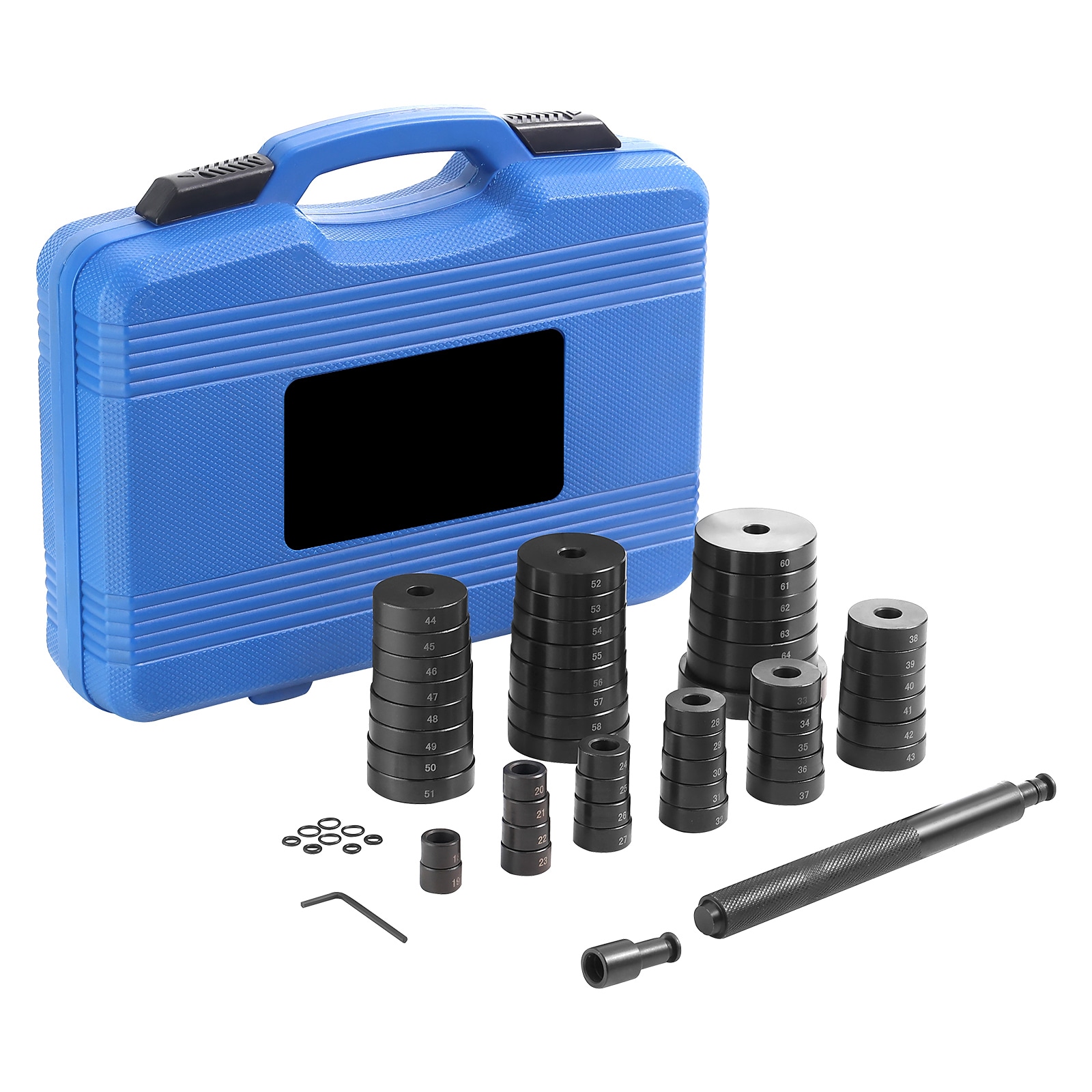 Conjunto de 52 piezas para empujar cojinetes y sellos, incluye discos métricos de 18-65mm y 74mm para ejes de rueda y transmisión. Herramienta para prensar cojinetes y extraer bujes SVOPES52JTZCH03548V0