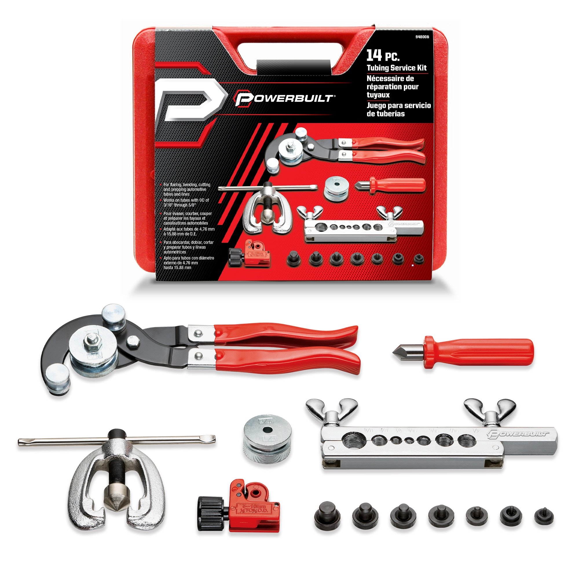 Set de herramientas para servicio de tuberías automotrices Powerbuilt 948006