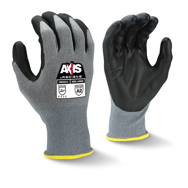 Guantes recubiertos resistentes al corte en radianes, Nivel de corte A2, Negro/Gris, XS - RWG561TXS