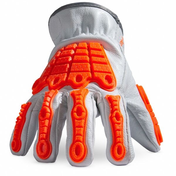 Guantes de cuero Hexarmor, Nivel de corte A7, Blanco/Naranja/Blanco, XS (6) - 4067-XS (6)