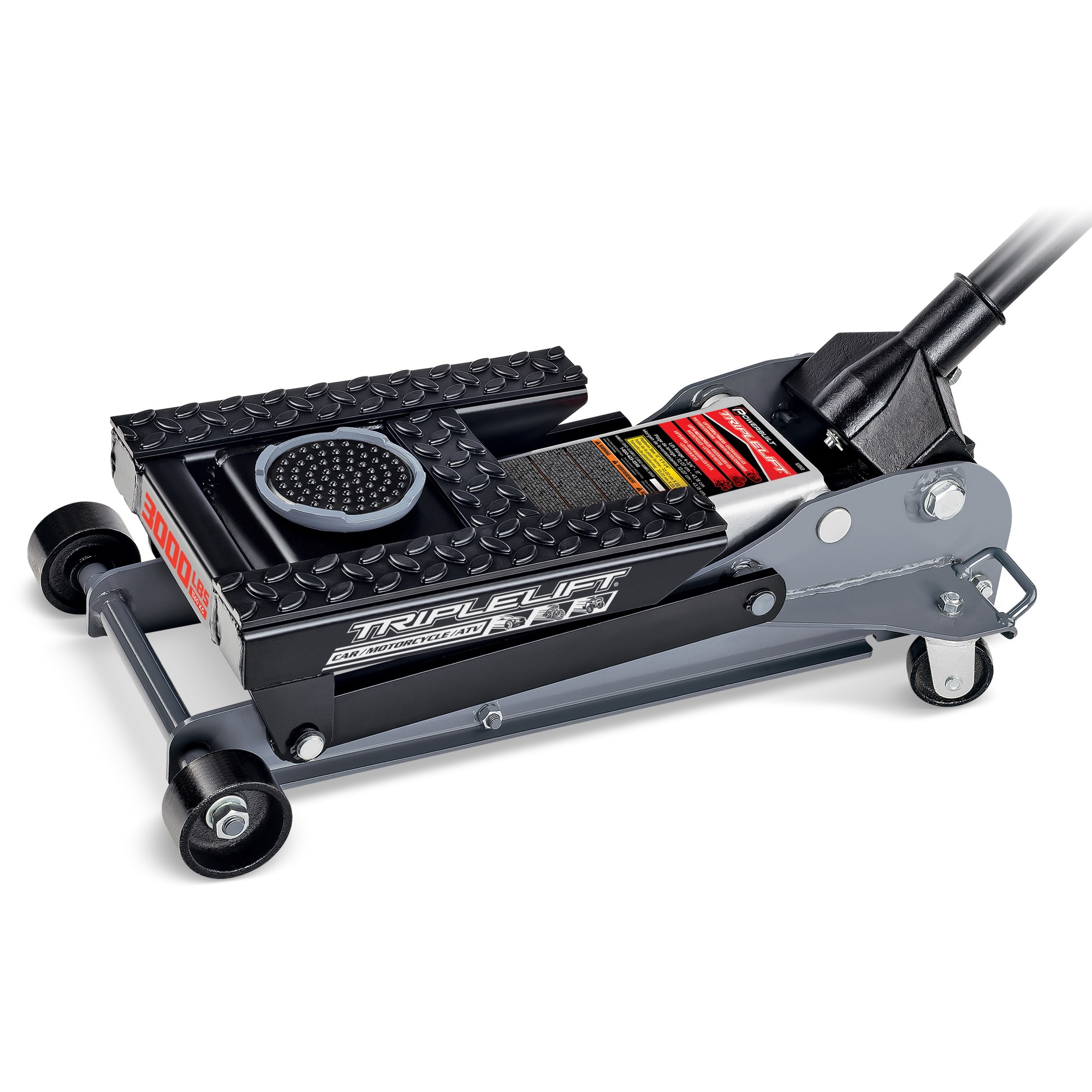 Gato hidráulico de piso de acero Powerbuilt gris de 1.5 toneladas