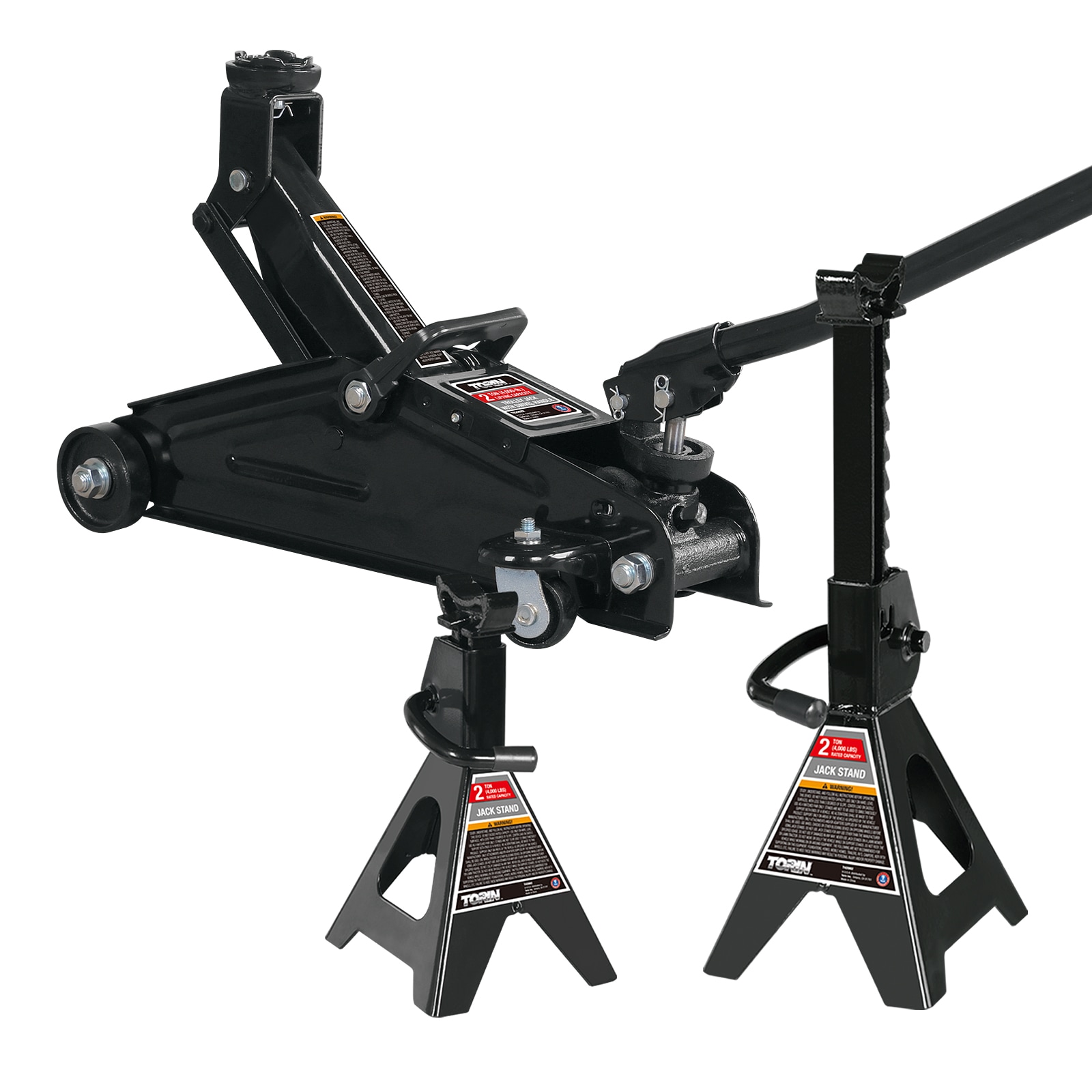 Gato hidráulico de piso manual de acero de 2 toneladas en negro Torin T82001R