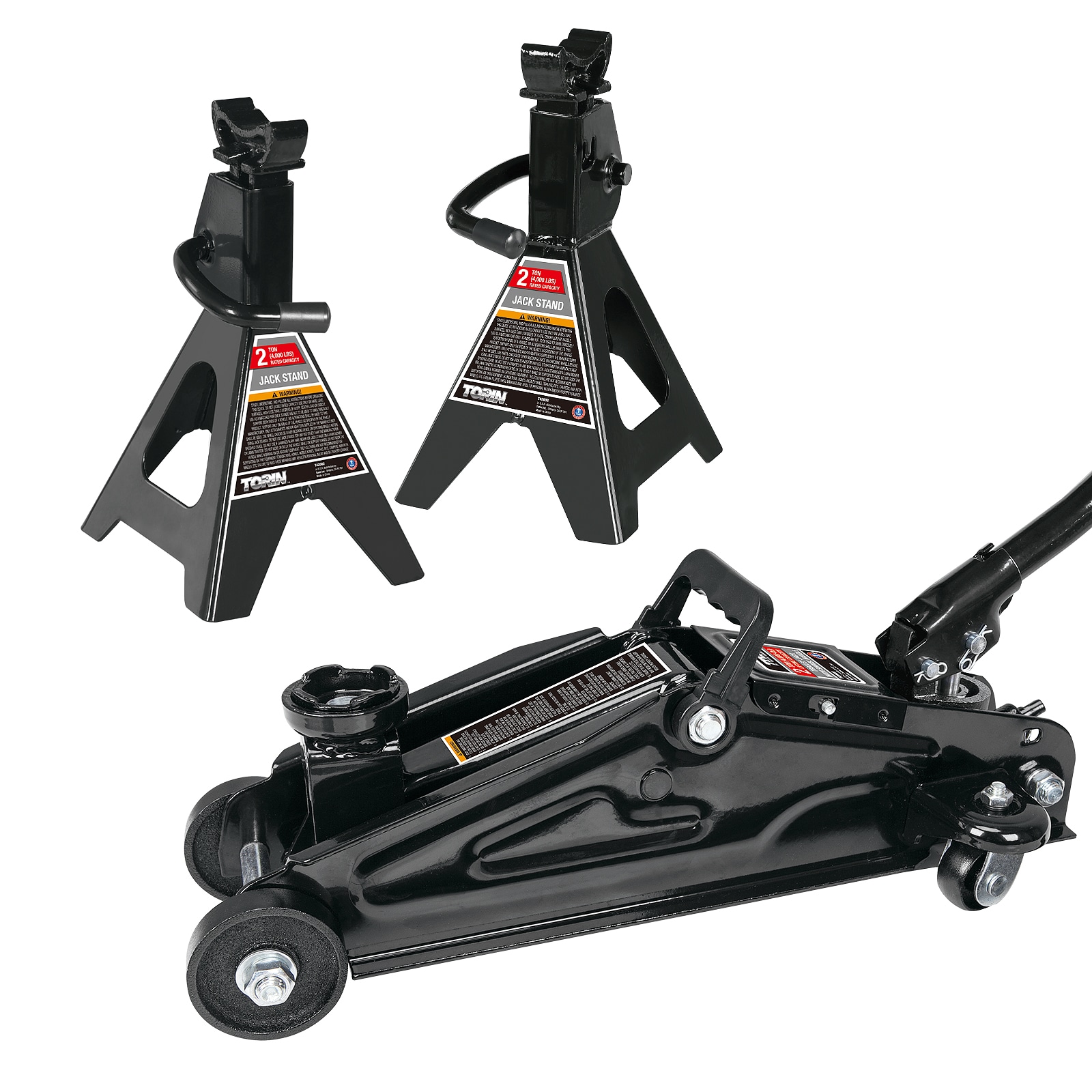 Gato hidráulico de piso manual de acero de 2 toneladas en negro Torin T82001R