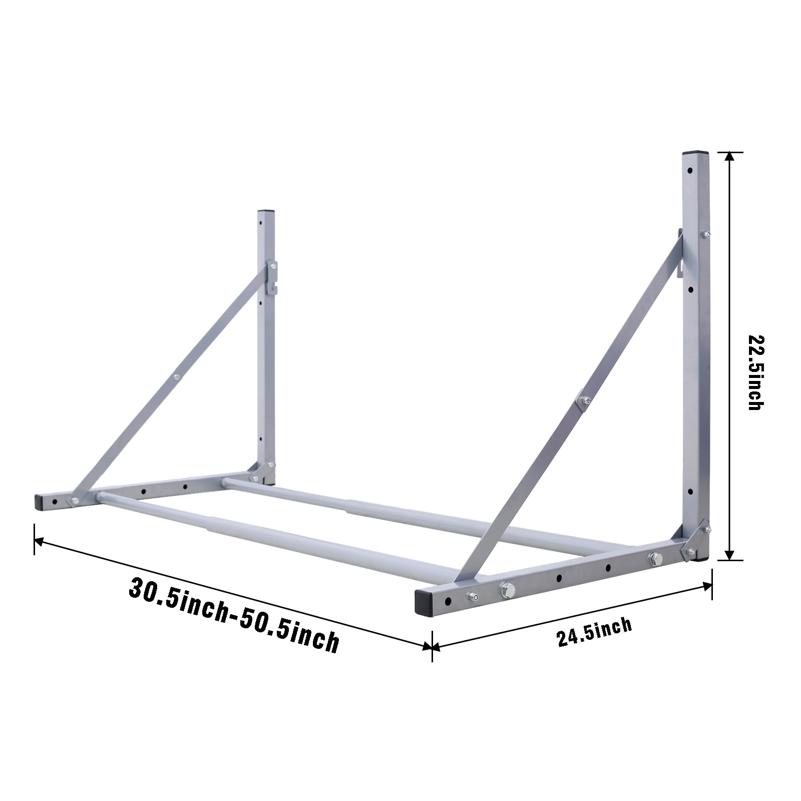Almacenamiento de llantas plegable montado en pared Kahomvis, de 30.5 a 50.5 pulgadas de ancho, soporta 300 libras, color plateado GH-QP214-730