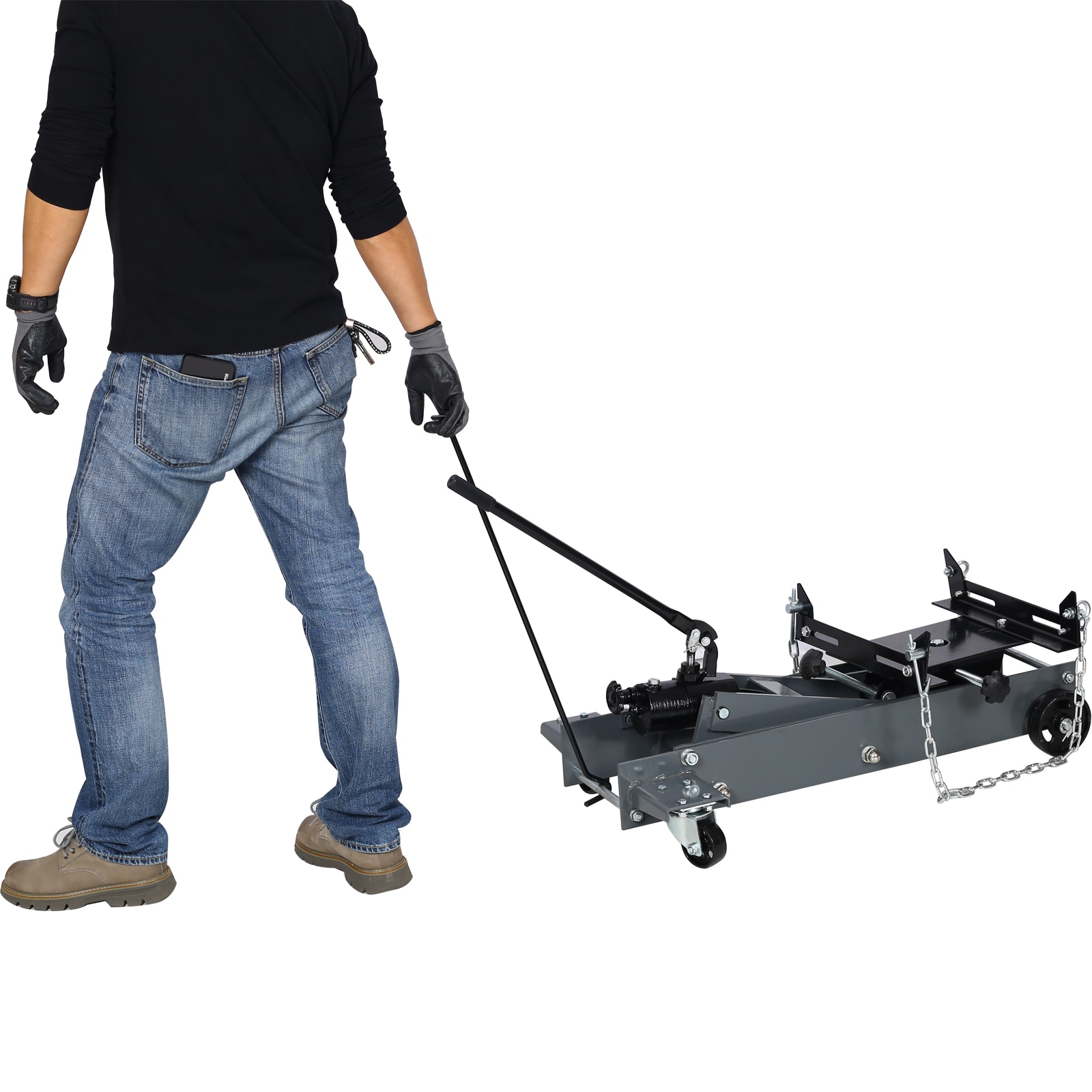 Gato hidráulico de piso de acero Siavonce Gray de 1 tonelada XH42622