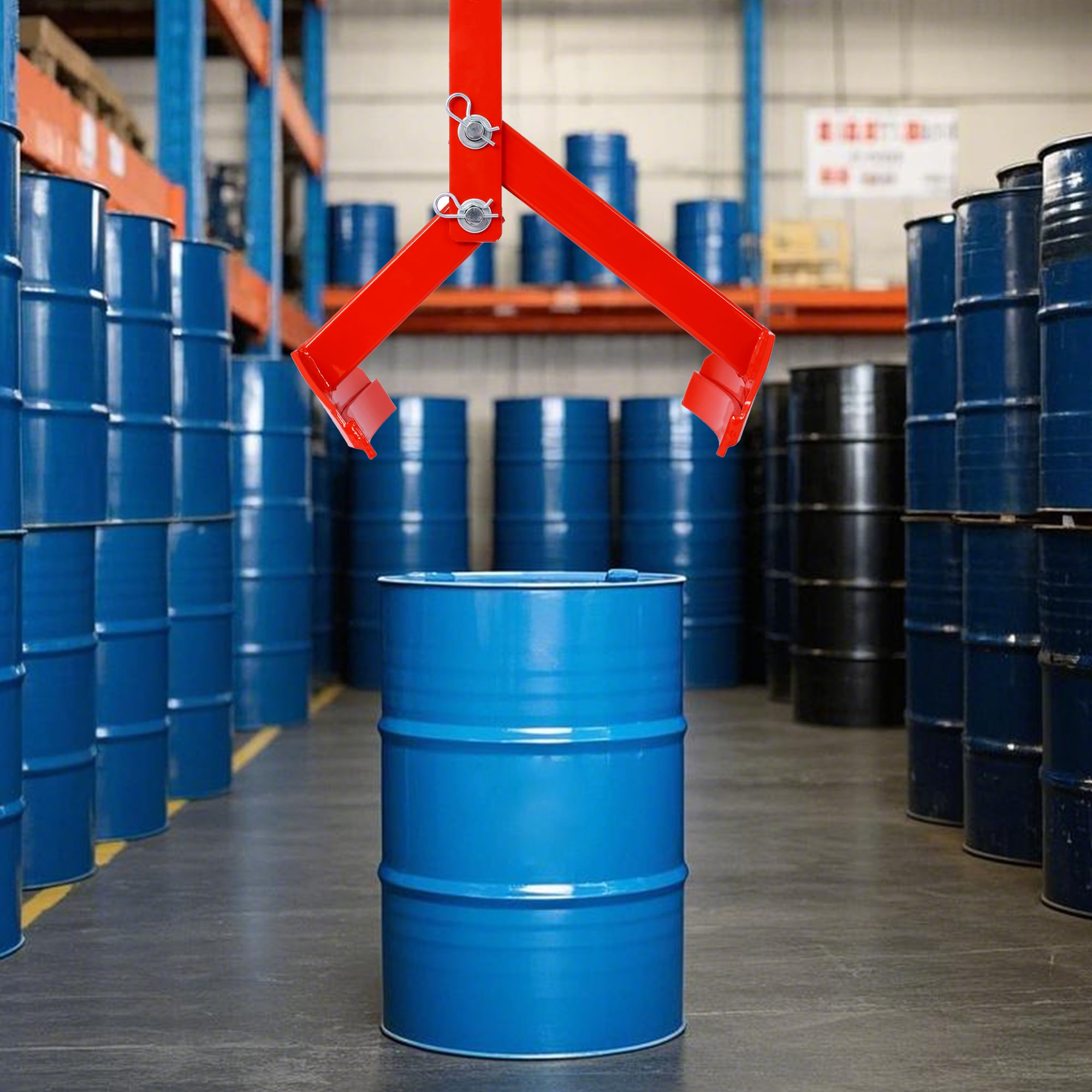 Levantador de tambores de acero Kahomvis - Resistente y confiable para cargas pesadas de hasta 1100 lbs (wll), rojo GH-QP214-665.