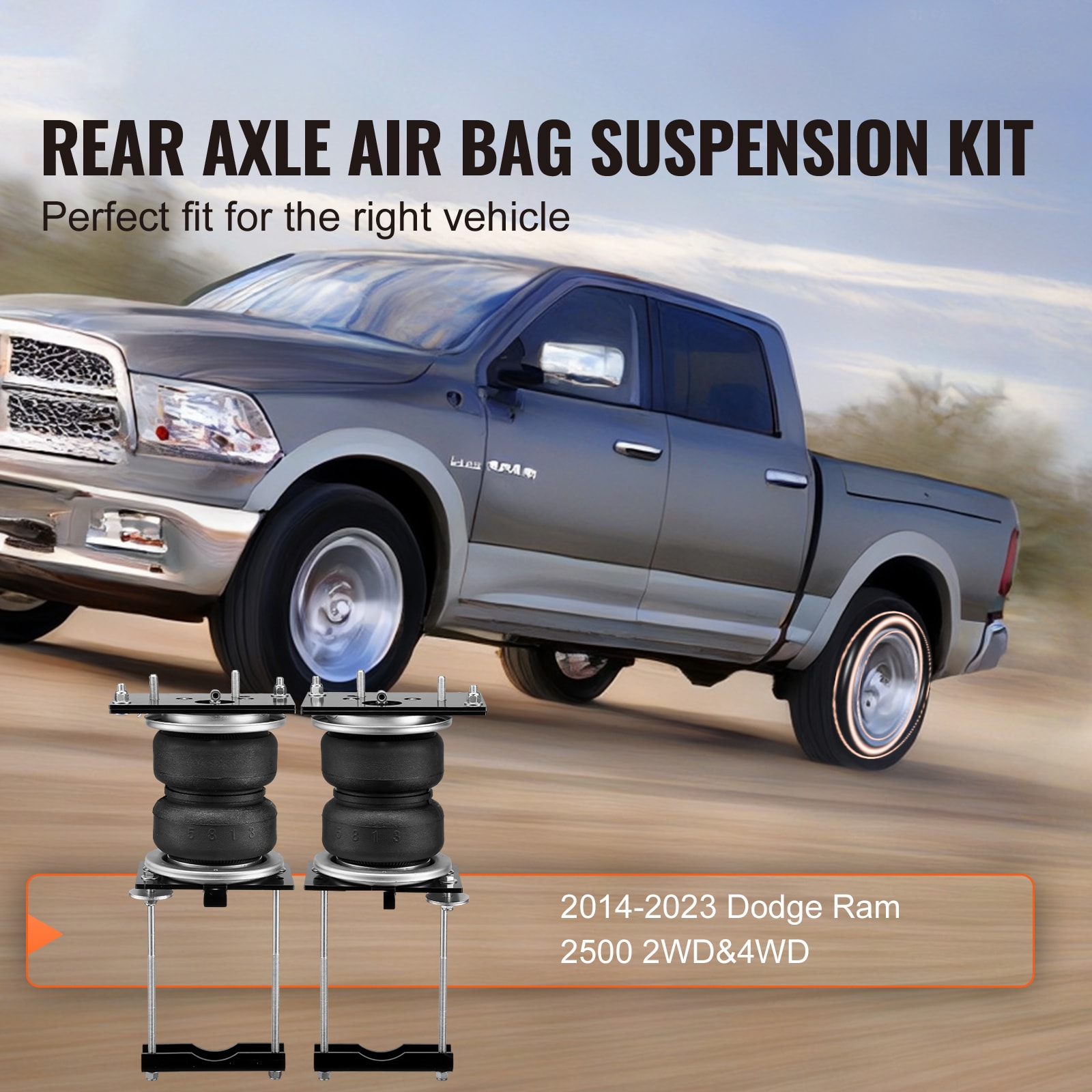 Kit de Suspensión de Bolsa de Aire VEVOR, Kit de Bolsas de Suspensión de Aire Compatible con Dodge Ram 2500 2WD 4WD 2014-2023, Carga de 5000 lbs, 5 a 100 PSI