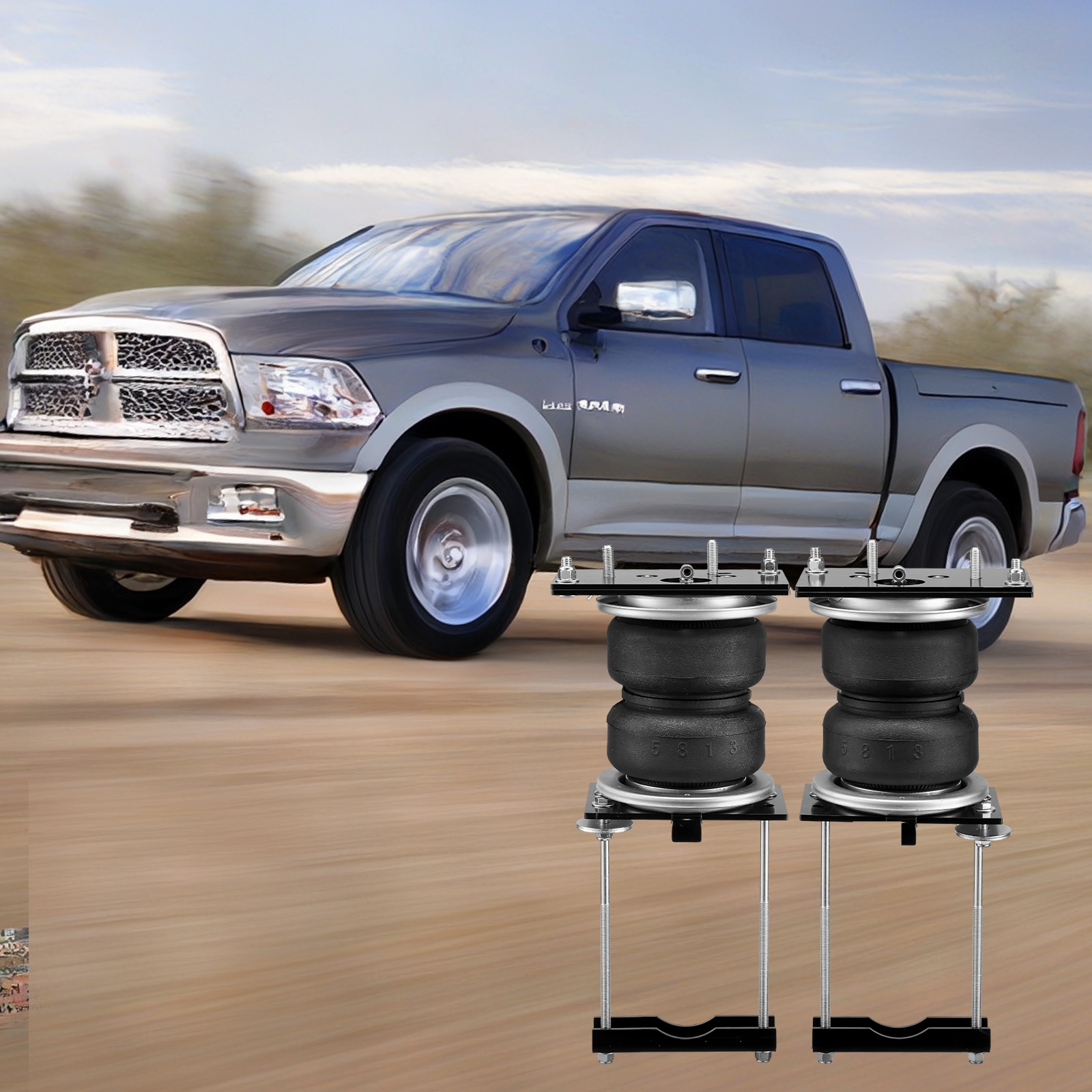 Kit de Suspensión de Bolsa de Aire VEVOR, Kit de Bolsas de Suspensión de Aire Compatible con Dodge Ram 2500 2WD 4WD 2014-2023, Carga de 5000 lbs, 5 a 100 PSI