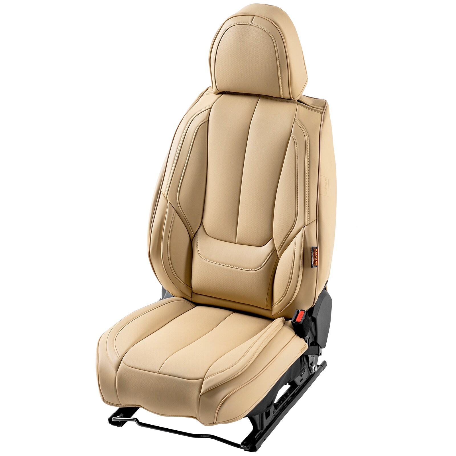 Cubiertas para asientos VEVOR, Cubiertas para asientos delanteros de automóvil universales, Juego de 6 cubiertas de asientos de piel sintética, Diseño totalmente cubierto, Compatible con reposacabezas desmontables y bolsas de aire, Para la mayoría de automóviles, SUVs y camionetas, Color beige