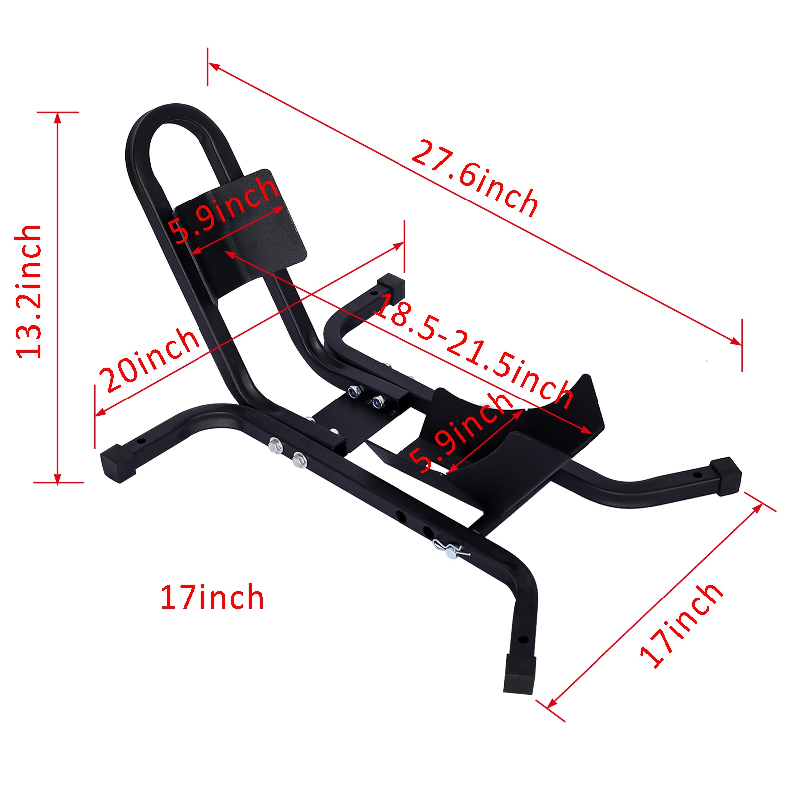 Soporte para llanta delantera de motocicleta Kahomvis, soporte de rueda resistente de 1200 libras, soporte de rueda delantera para motocicleta en color negro para ruedas de 17 a 21 pulgadas, soporte de remolque de acero de alta calidad GH-QP214-560.