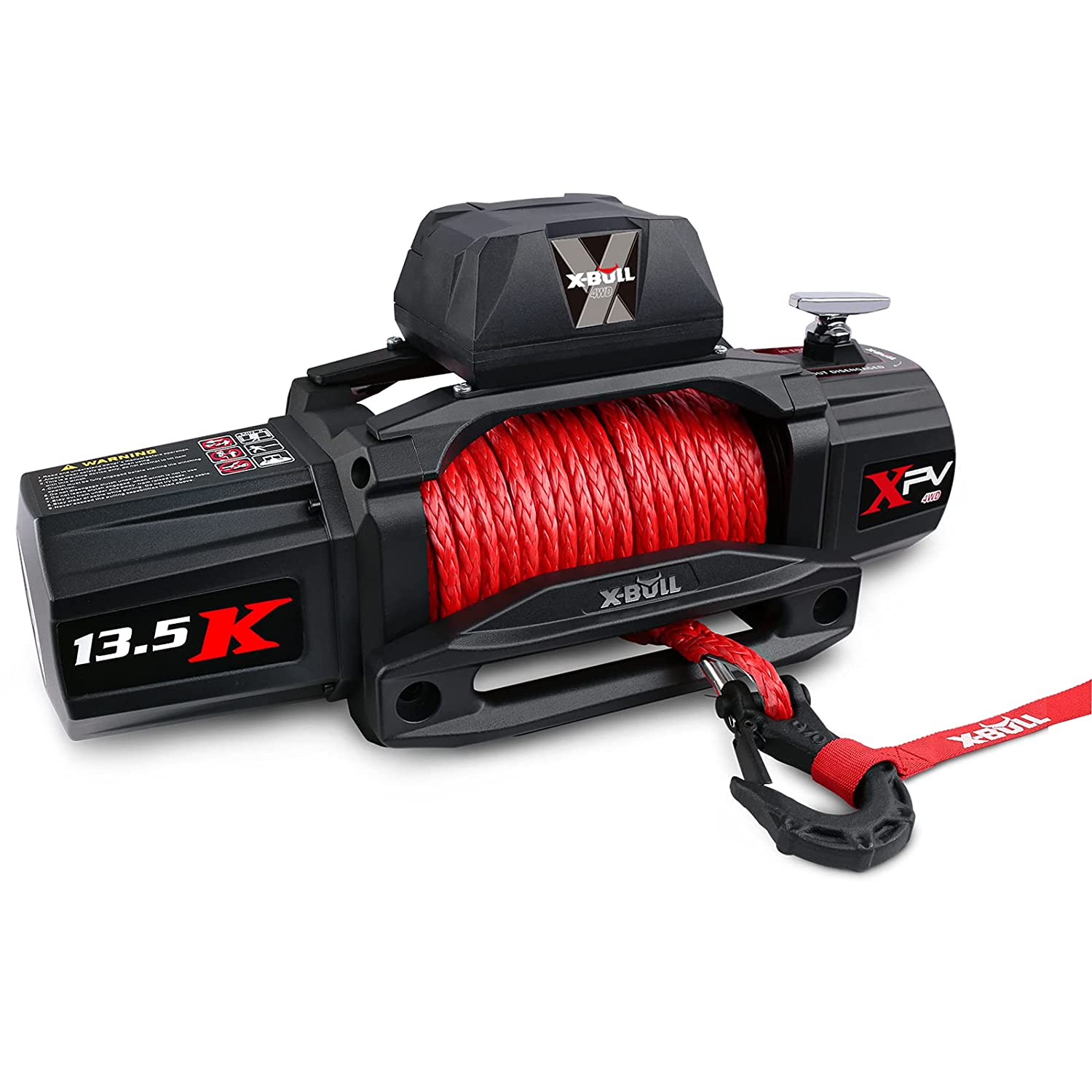 Malacate eléctrico Siavonce Xpv 13500 Lbs 12V con cuerda sintética roja, nuevo para remolque de Jeep, camión 4x4. Llegada reciente XH60285