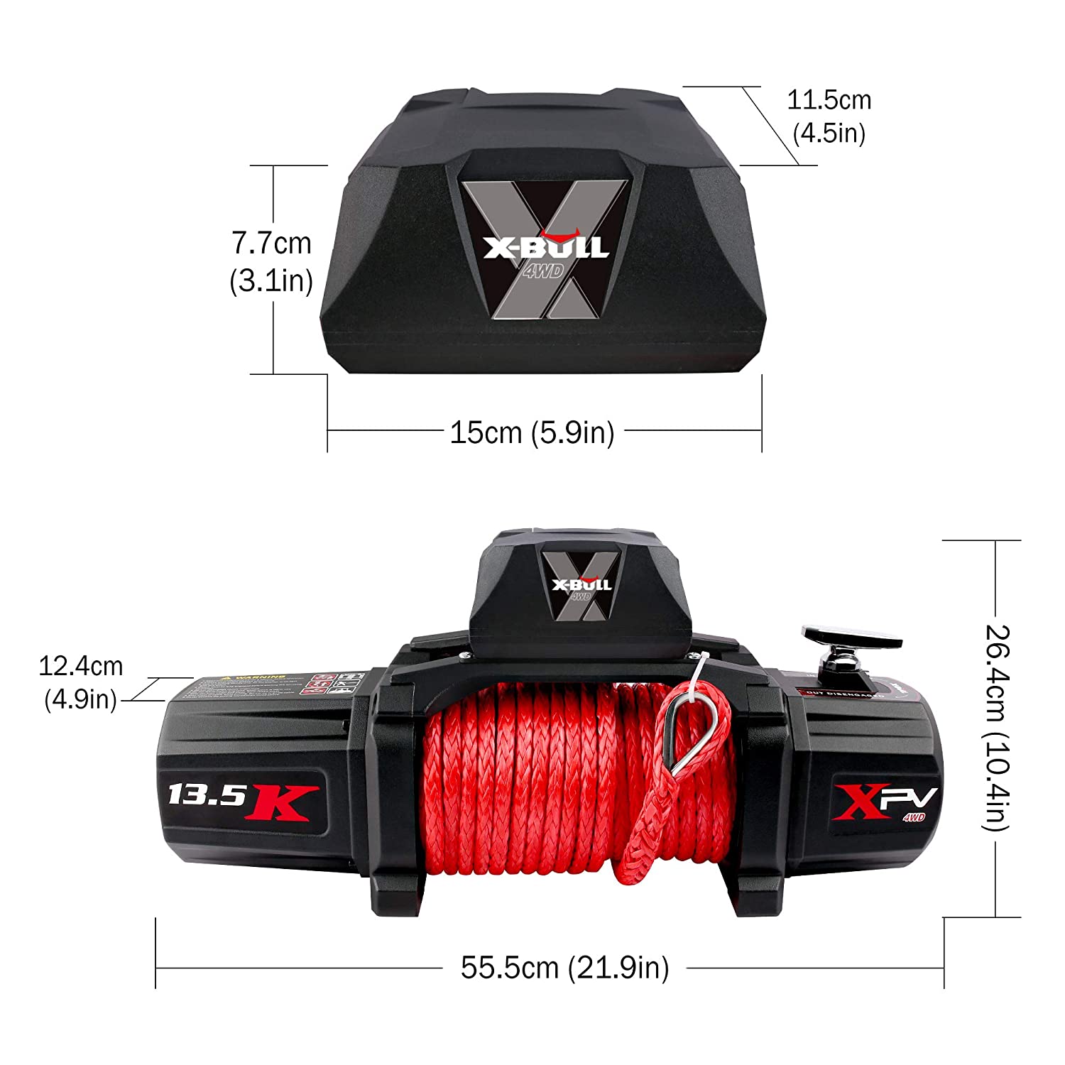 Malacate eléctrico Siavonce Xpv 13500 Lbs 12V con cuerda sintética roja, nuevo para remolque de Jeep, camión 4x4. Llegada reciente XH60285