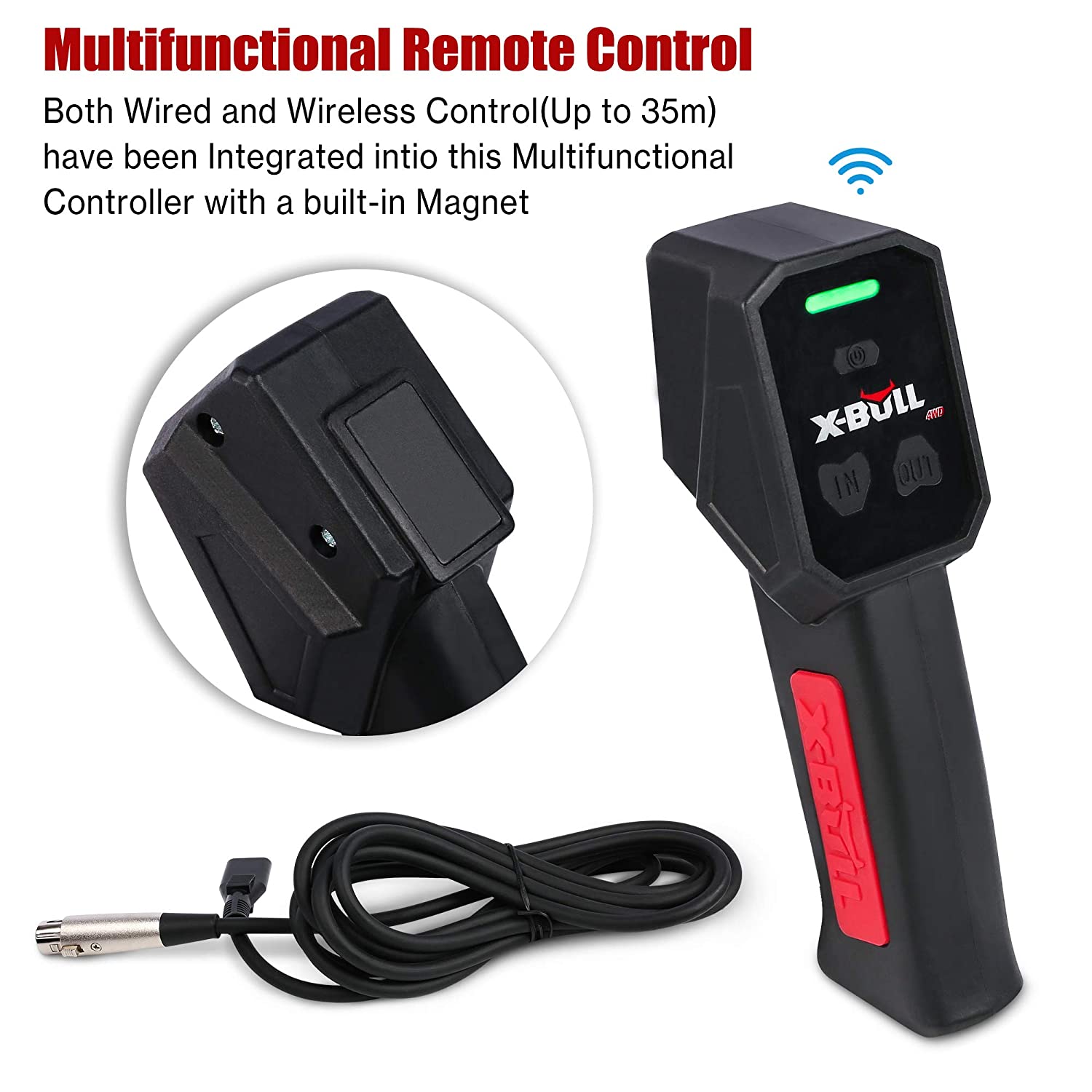 Malacate eléctrico Siavonce Xpv 13500 Lbs 12V con cuerda sintética roja, nuevo para remolque de Jeep, camión 4x4. Llegada reciente XH60285