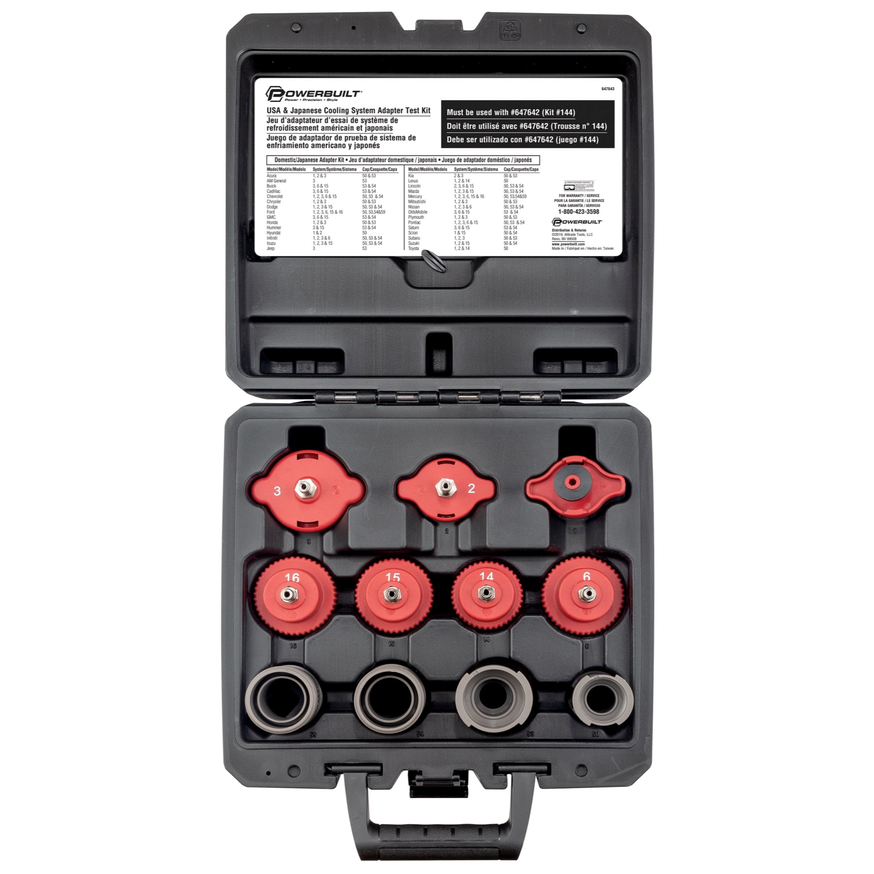 Kit de Prueba de Adaptador del Sistema de Enfriamiento Powerbuilt para Vehículos Domésticos y Japoneses