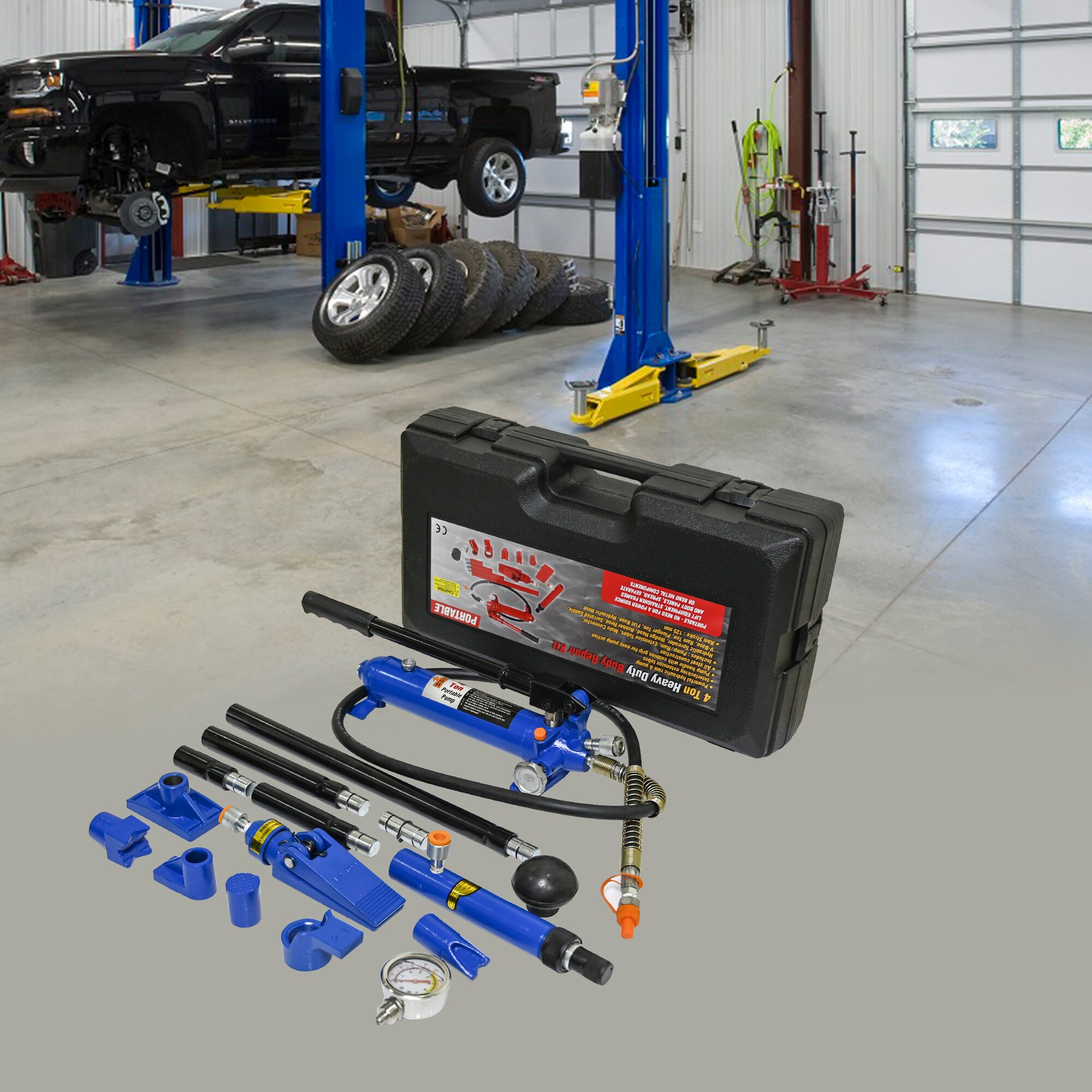 Kit de gato hidráulico de acero azul de 4 toneladas Siavonce XH94987