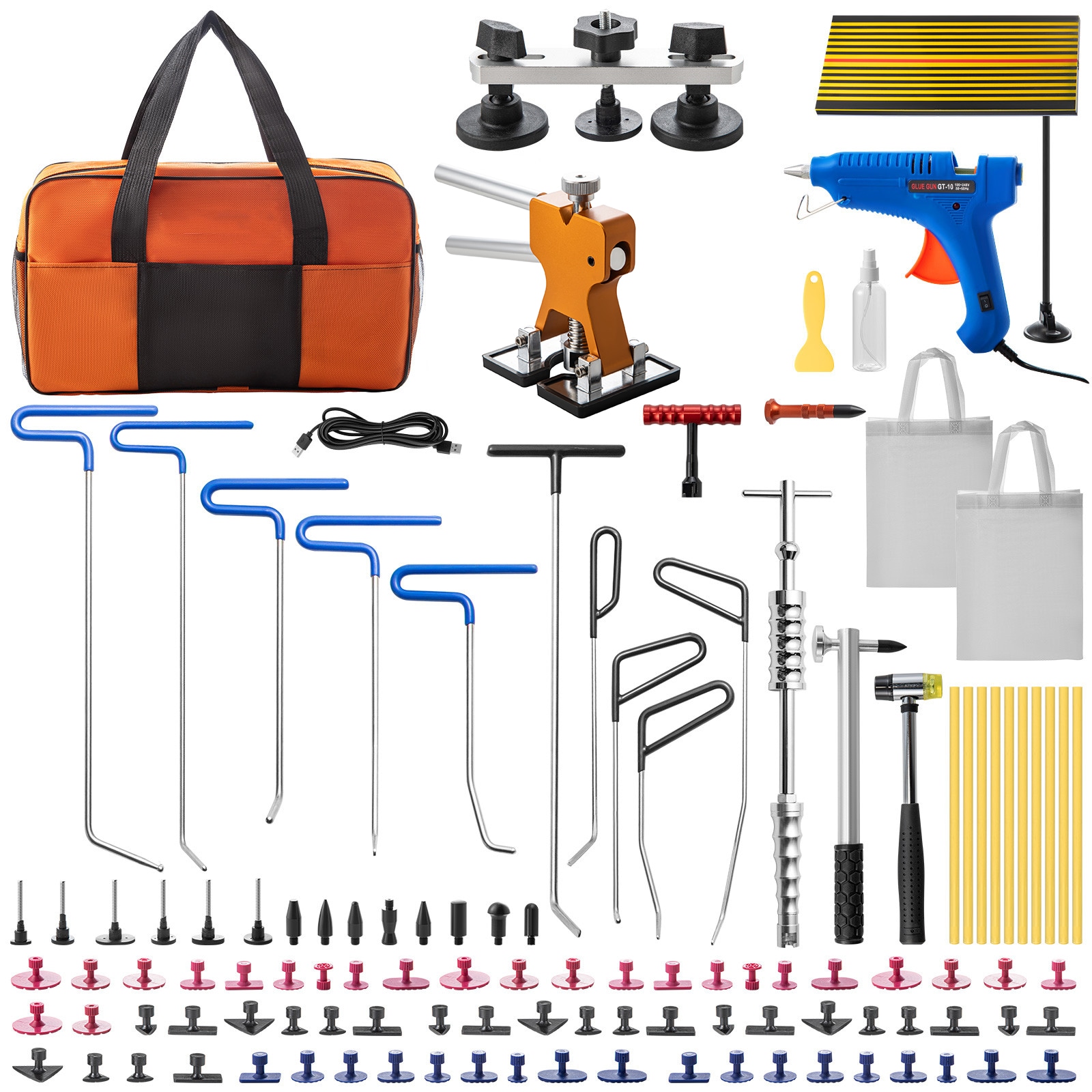 Kit de Reparación de Abolladuras sin Pintura de 89 piezas. Removedor de Oro. Pestañas Adhesivas para Abolladuras. Remoción de Abolladuras de Vehículos para Abolladuras Menores y Golpes en Puertas. SVOPESQCAHXFQ05308V1
