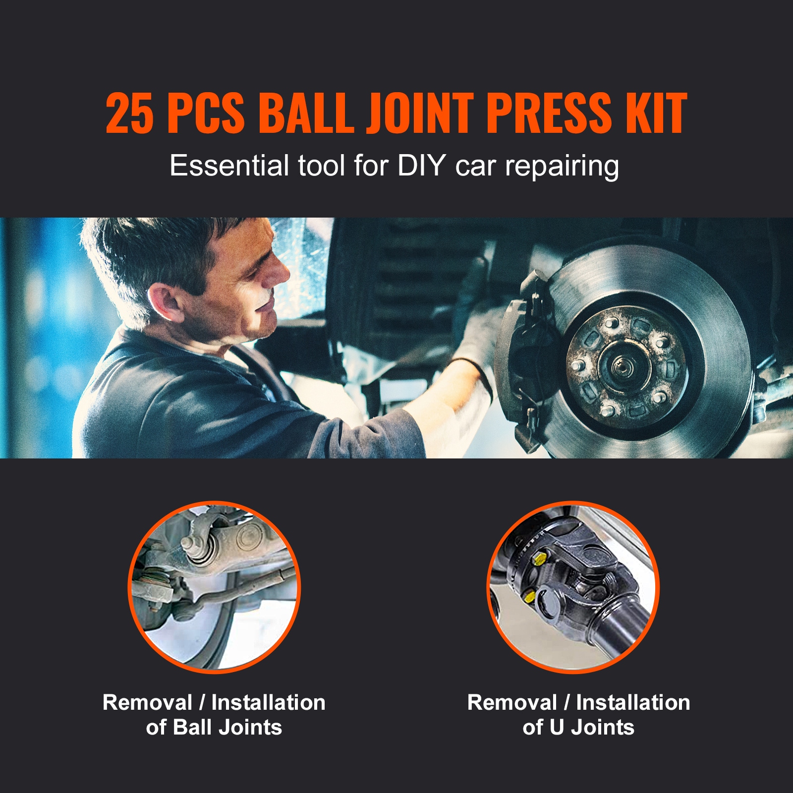 Kit de servicio para junta esférica SVOPES. Set de 25 piezas. Herramientas de desmontaje y montaje. Para 2wd y 4wd. Kit de mantenimiento robusto para reparación de vehículos SVOPESQXJTYLJ03428V0.