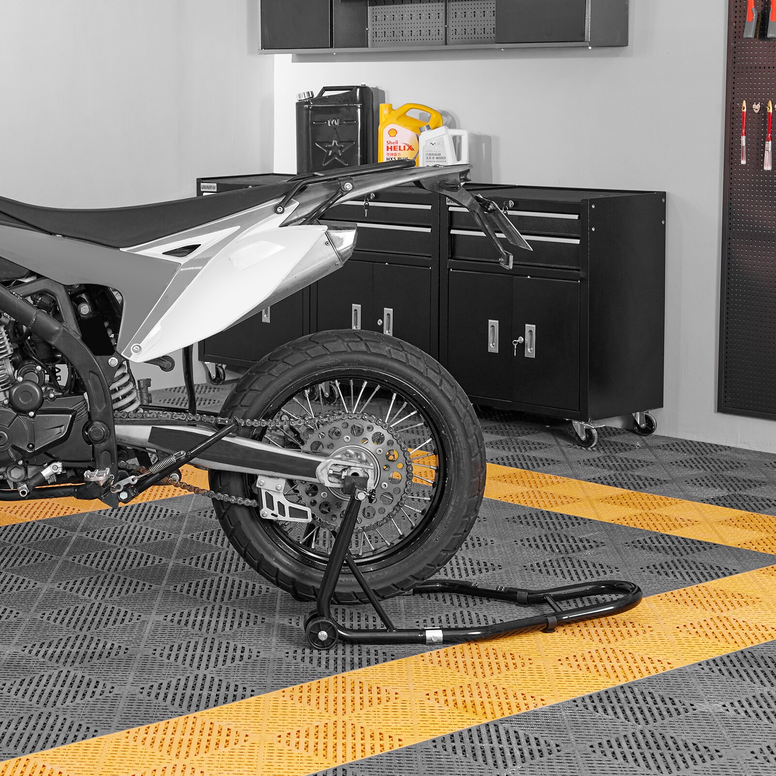 Soporte Trasero para Rueda de Motocicleta VEVOR, con Espárragos de Brazo Oscilante U + L, Capacidad de 850 Lbs, Soporte de Elevación para Rueda Trasera de Motocicleta Resistente, Para Suzuki Yamaha Honda Kawasaki, Negro