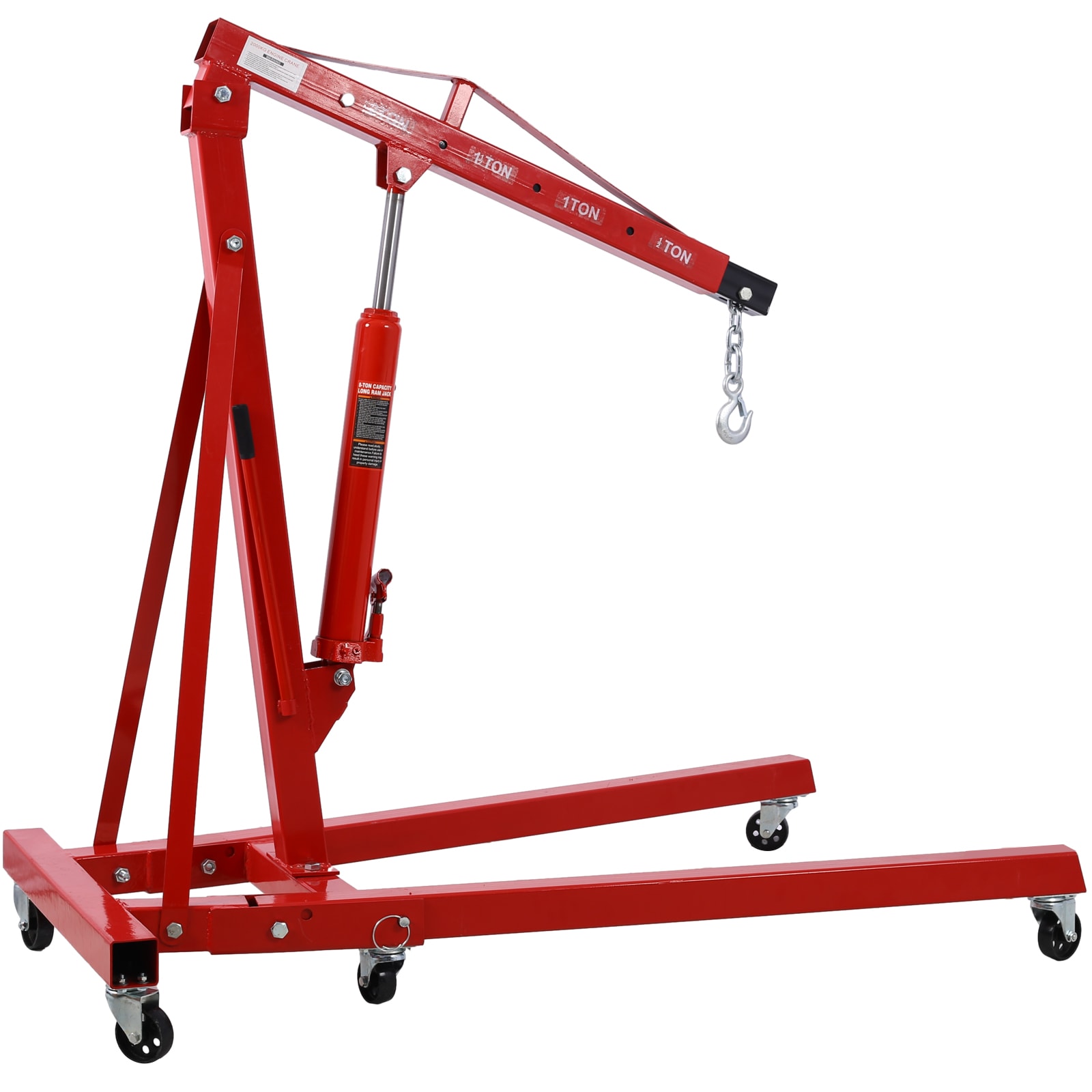 Malacate de motor plegable de 2 toneladas Maocao Hoom Cherry Picker Crane, resistente de acero con 6 ruedas de hierro fundido
