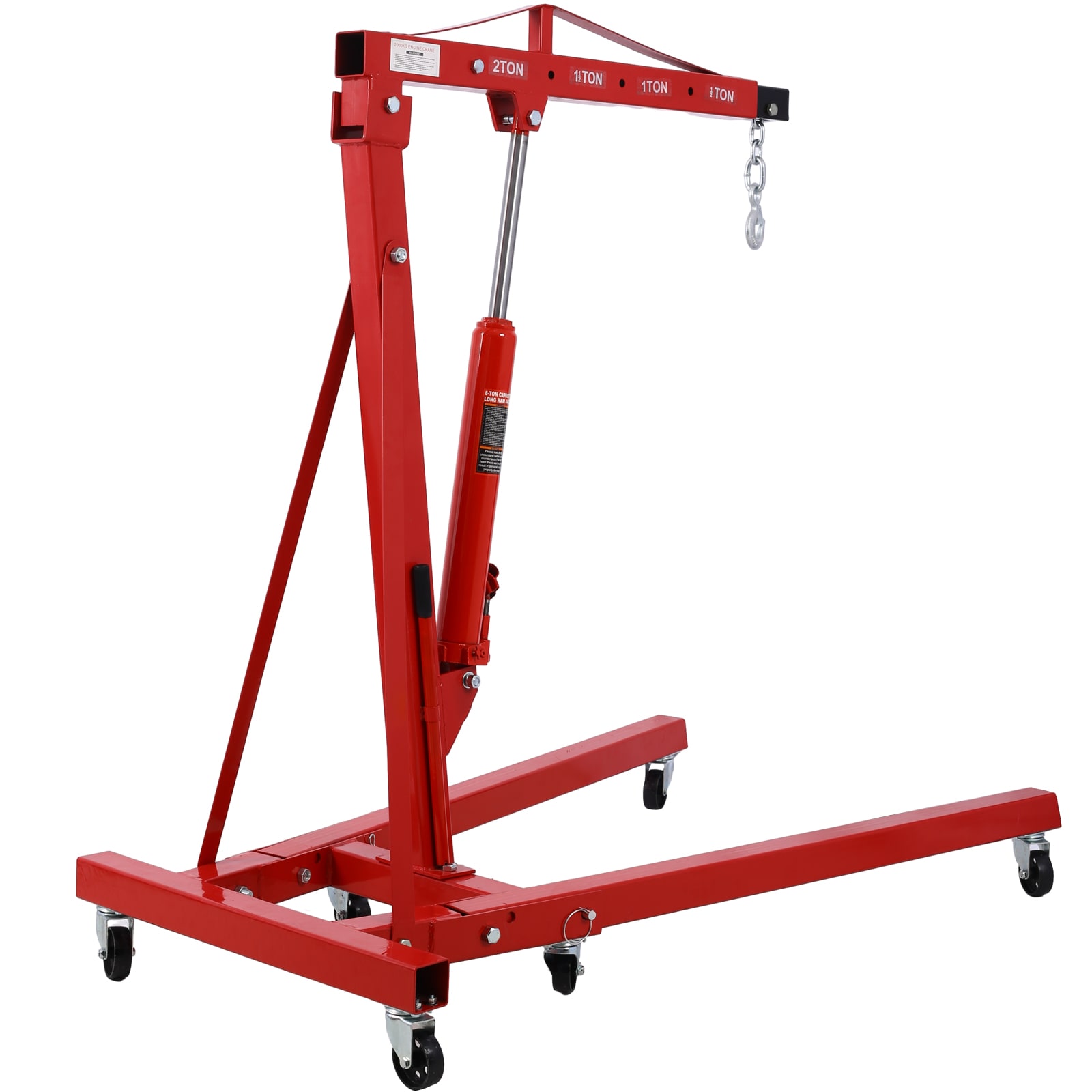 Malacate de motor plegable de 2 toneladas Maocao Hoom Cherry Picker Crane, resistente de acero con 6 ruedas de hierro fundido