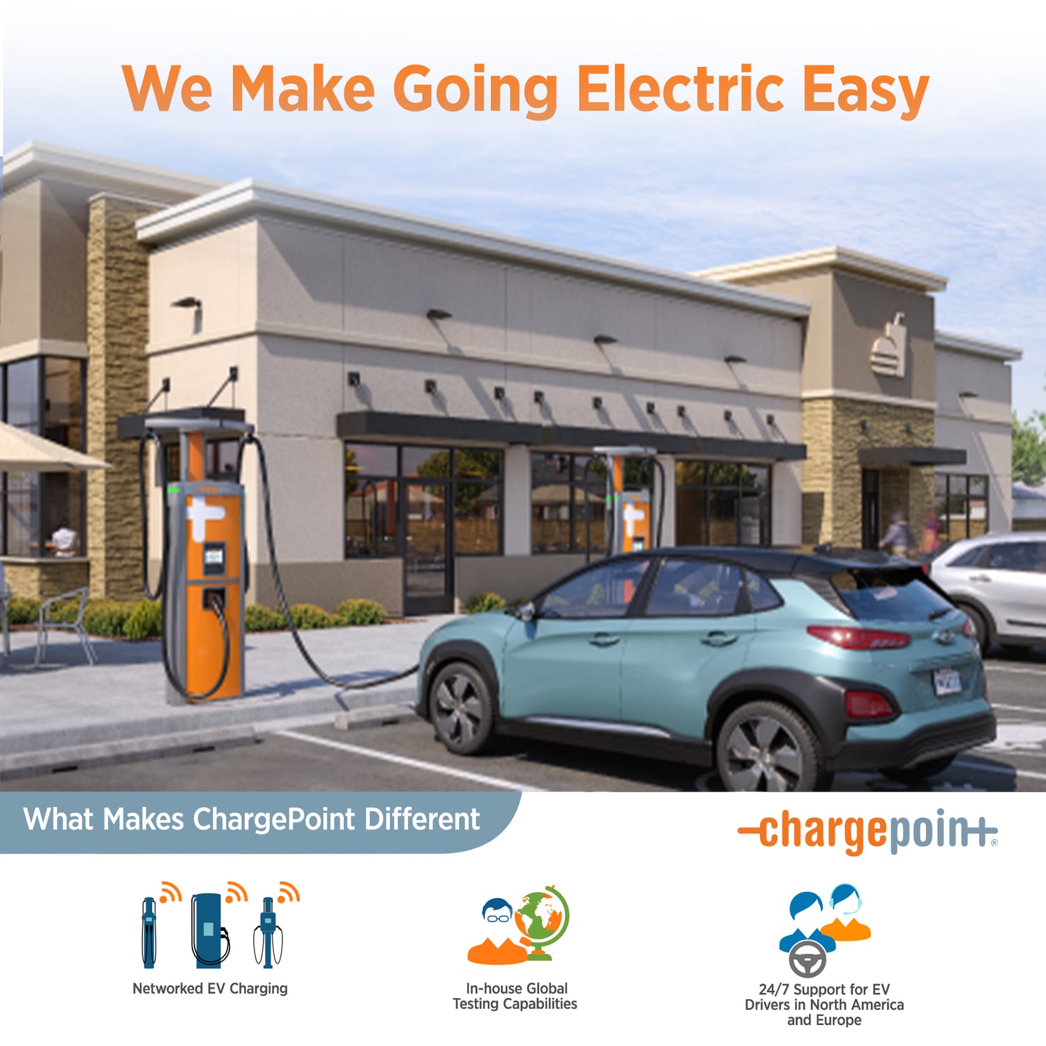 Estación de carga para vehículos eléctricos ChargePoint Home Flex Nivel 2, con cable de 23 pies - hasta 50 amperios/240 voltios