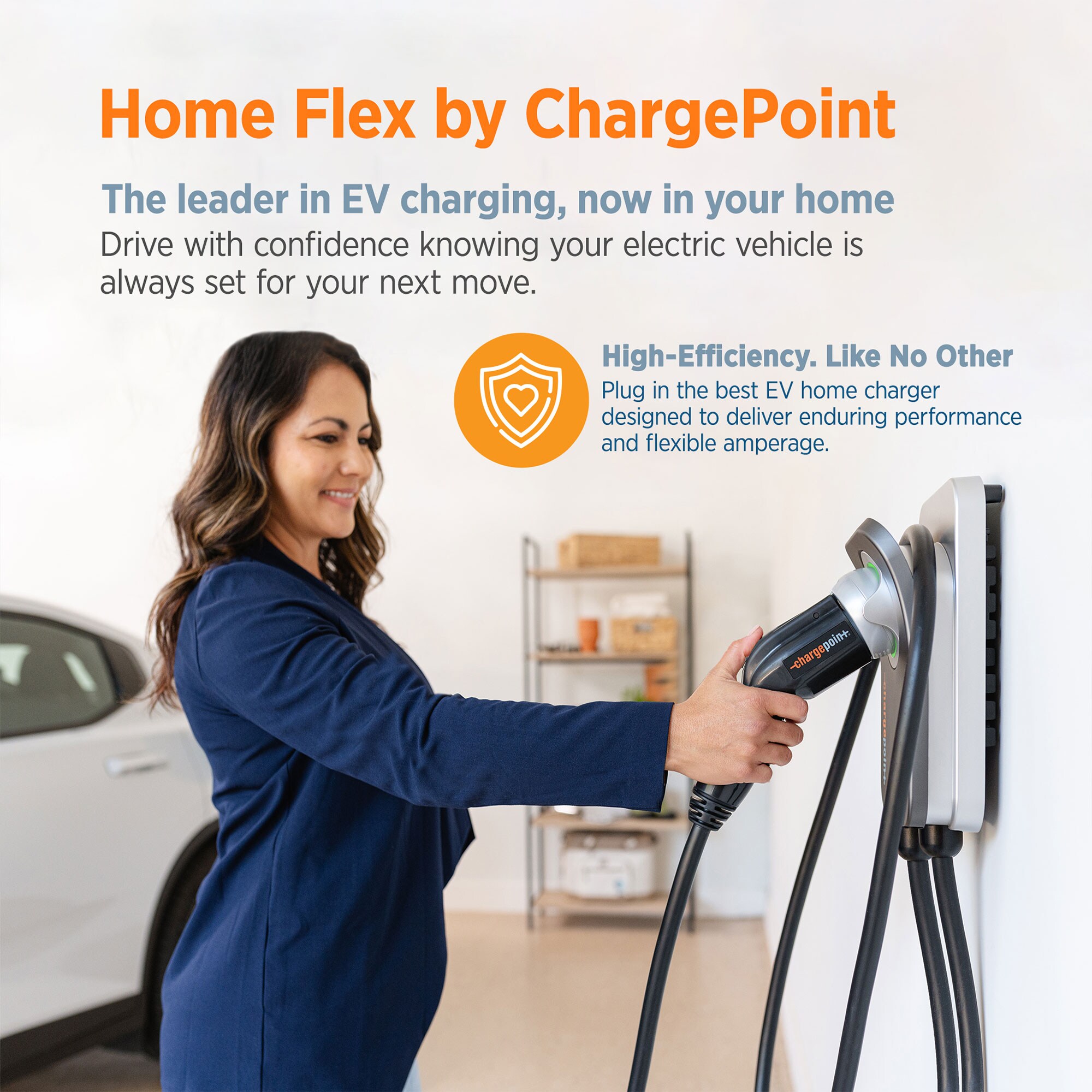 Estación de carga para vehículos eléctricos ChargePoint Home Flex Nivel 2 con conector NEMA 14-50r: hasta 50 amperios/240 voltios con cable de 23 pies 235145
