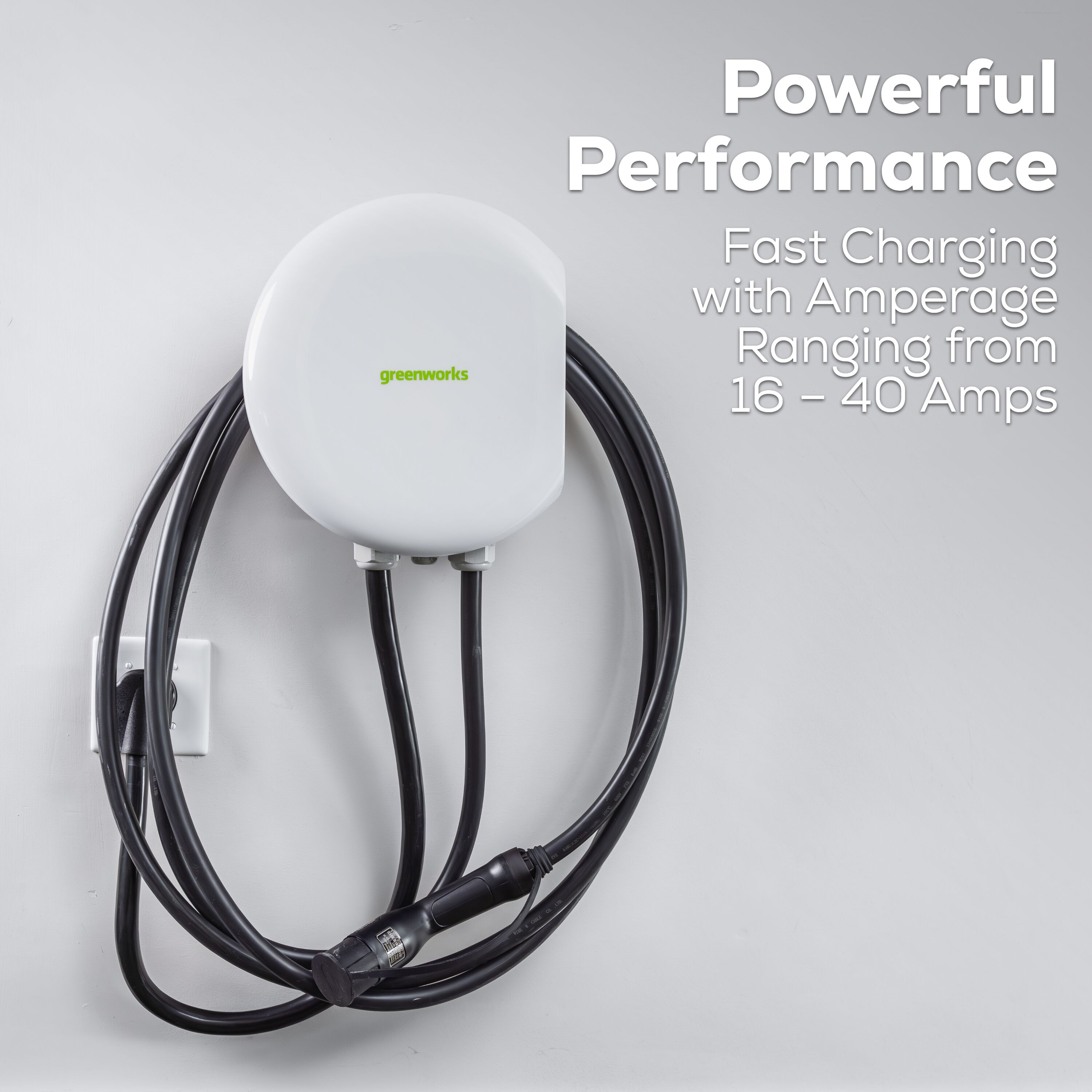 Estación de carga para vehículo eléctrico Greenworks Nivel 2 con conector NEMA 10-50r - hasta 40 amperios/240 voltios con cable de 20 pies EVC0640