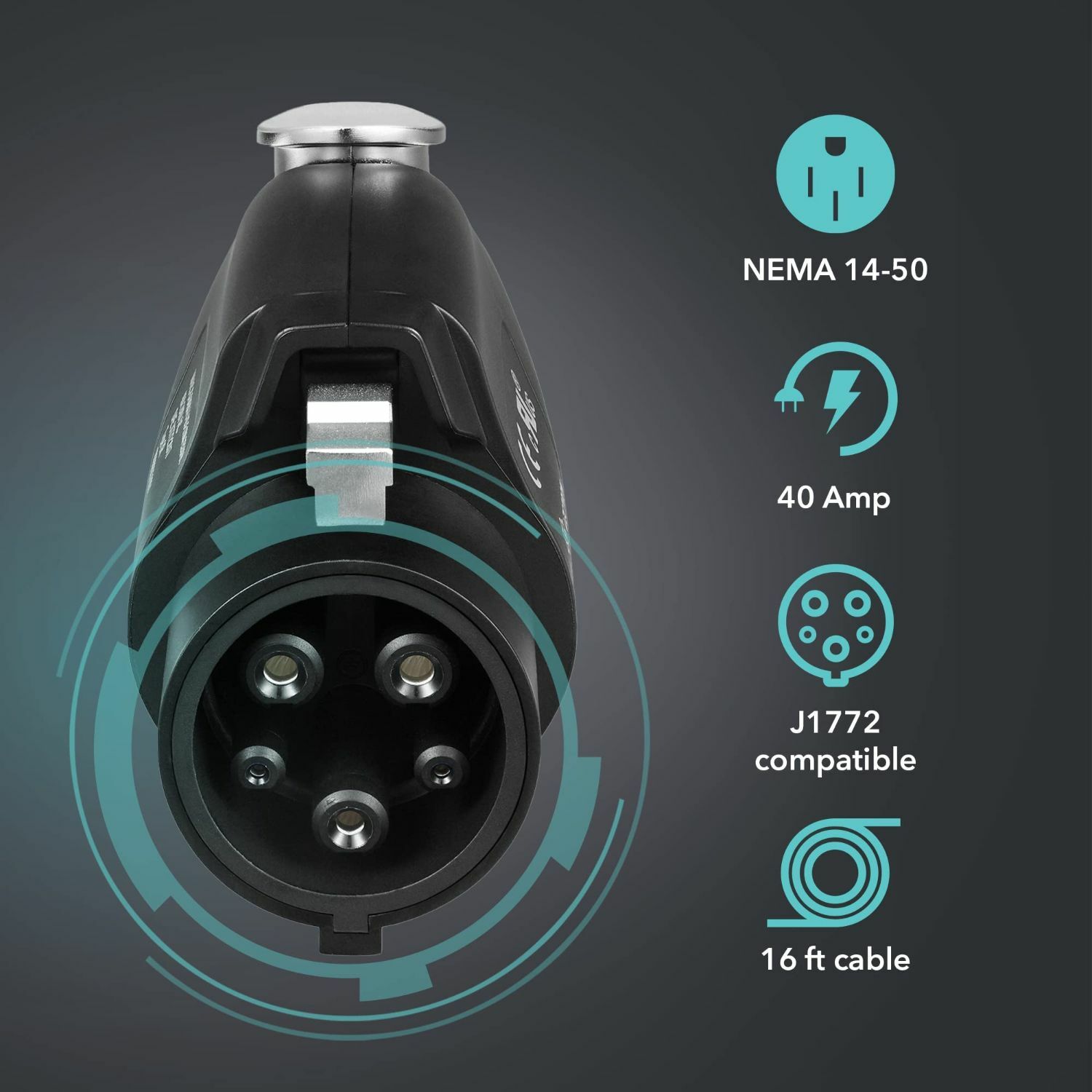 Estación de carga para vehículos eléctricos Lectron Nivel 2 con Enchufe NEMA 14-50p - hasta 40 Amperios/ 240 Voltios con Cable de 15 pies