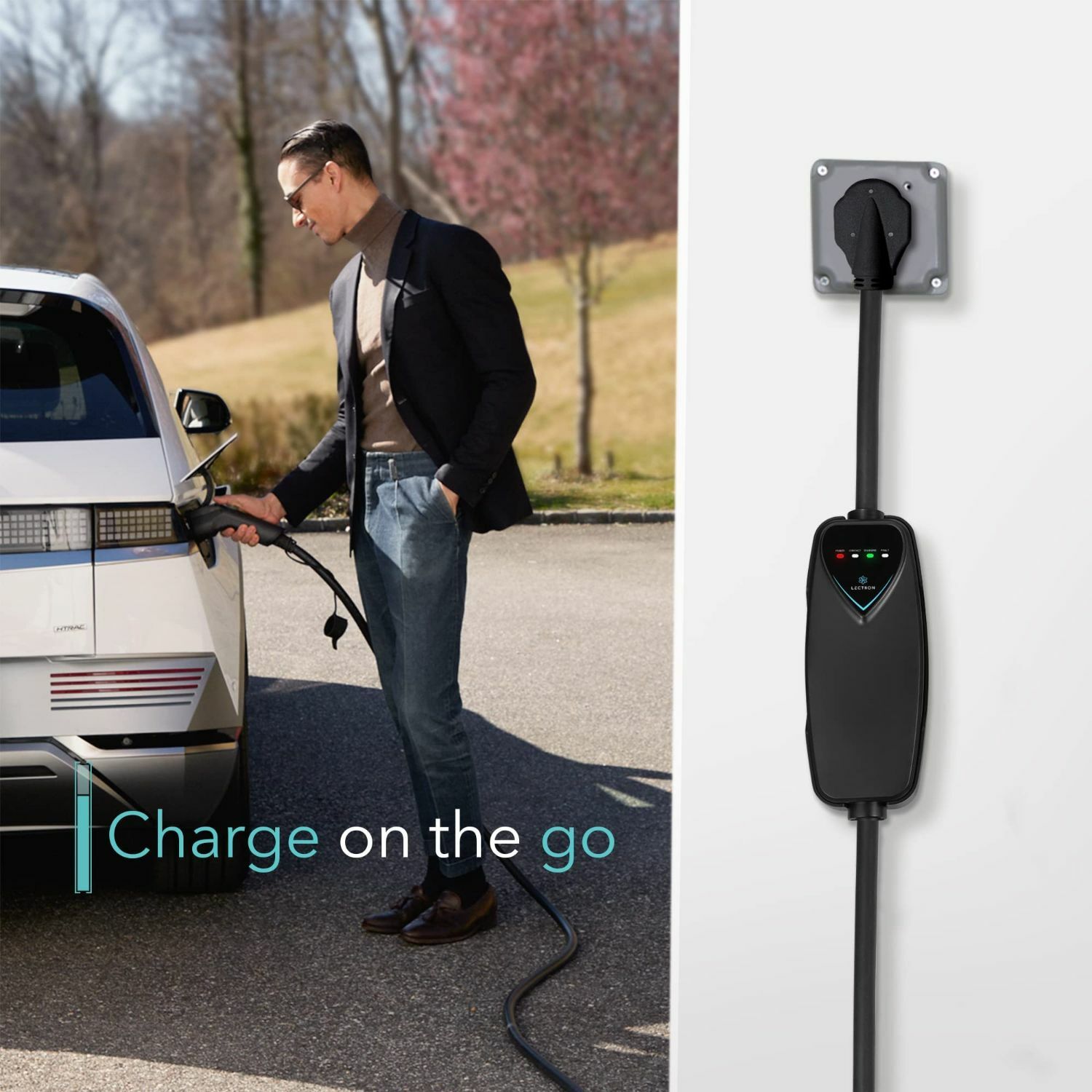 Estación de carga para vehículos eléctricos Lectron Nivel 2 con Enchufe NEMA 14-50p - hasta 40 Amperios/ 240 Voltios con Cable de 15 pies