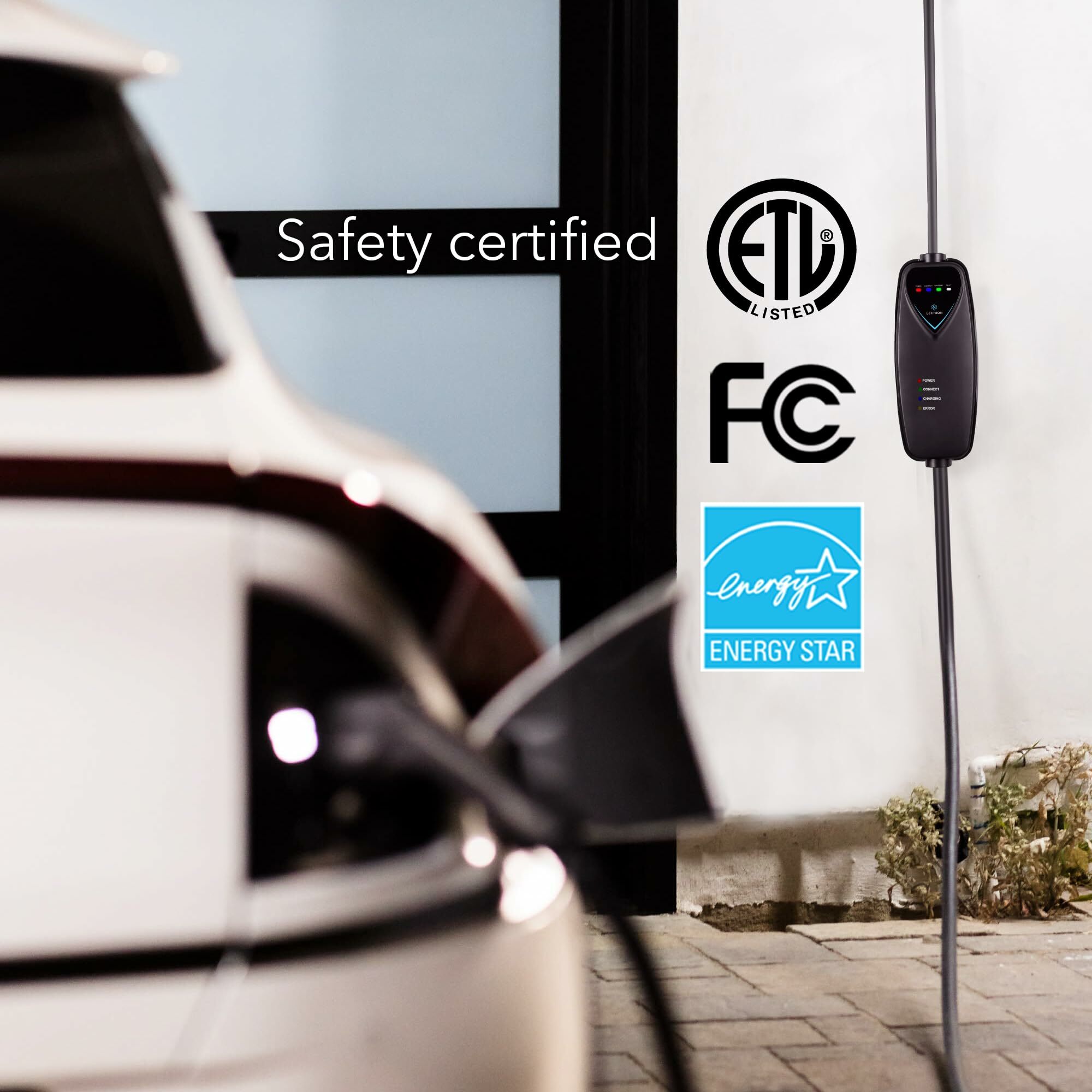 Estación de carga para vehículos eléctricos Lectron Nivel 2 con Enchufe NEMA 14-50p - hasta 40 Amperios/ 240 Voltios con Cable de 15 pies