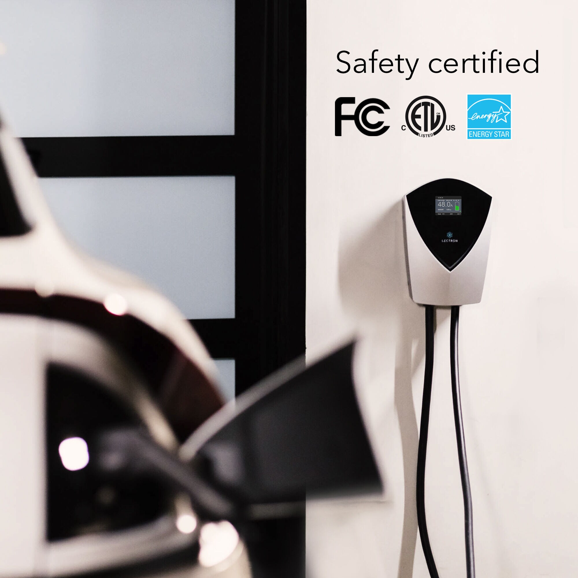 Cargador de Vehículo Eléctrico Lectron V-Box - Certificado EnergyStar y ETL Nivel 2 con Conector NEMA 14-50p - Estación de Carga para Vehículos Eléctricos - hasta 48 Amperios / 240 Voltios con Cable de 20 pies