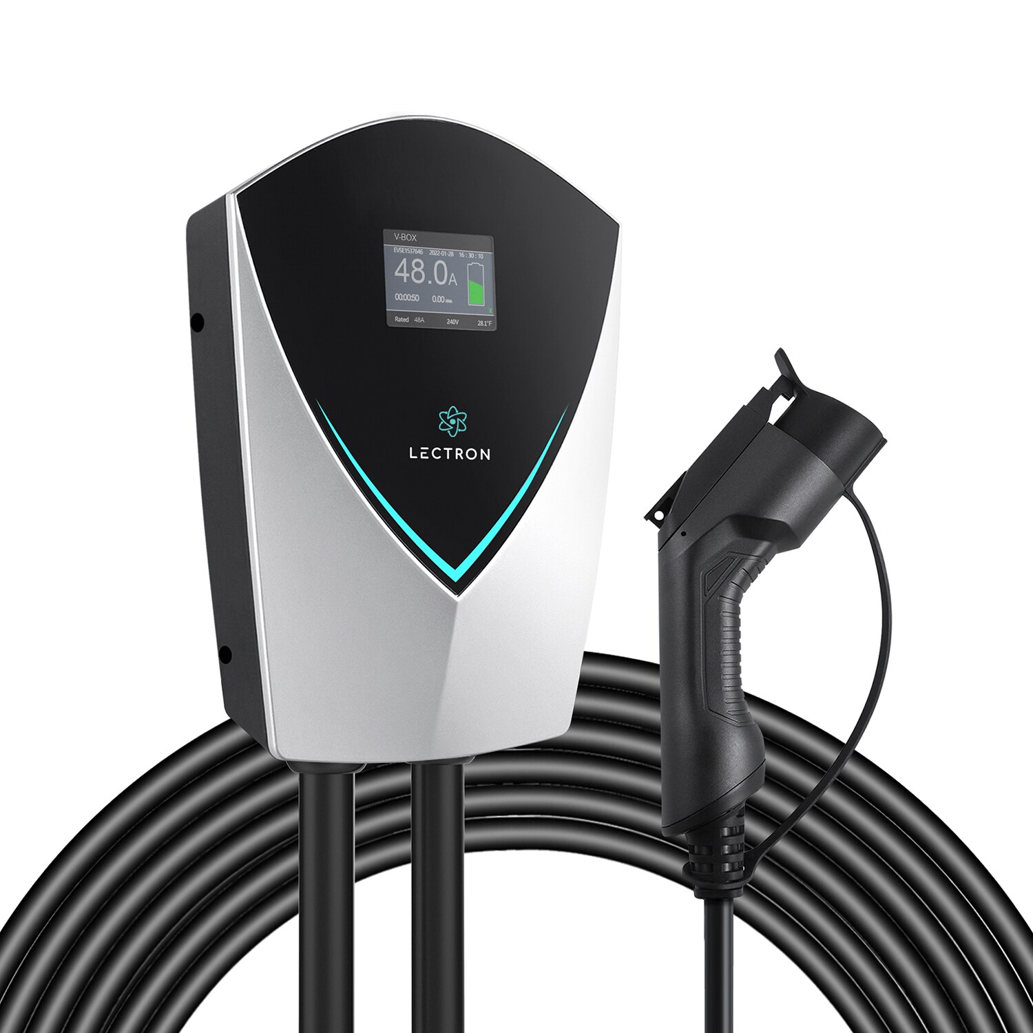 Cargador de Vehículo Eléctrico Lectron V-Box - Certificado EnergyStar y ETL Nivel 2 con Conector NEMA 14-50p - Estación de Carga para Vehículos Eléctricos - hasta 48 Amperios / 240 Voltios con Cable de 20 pies