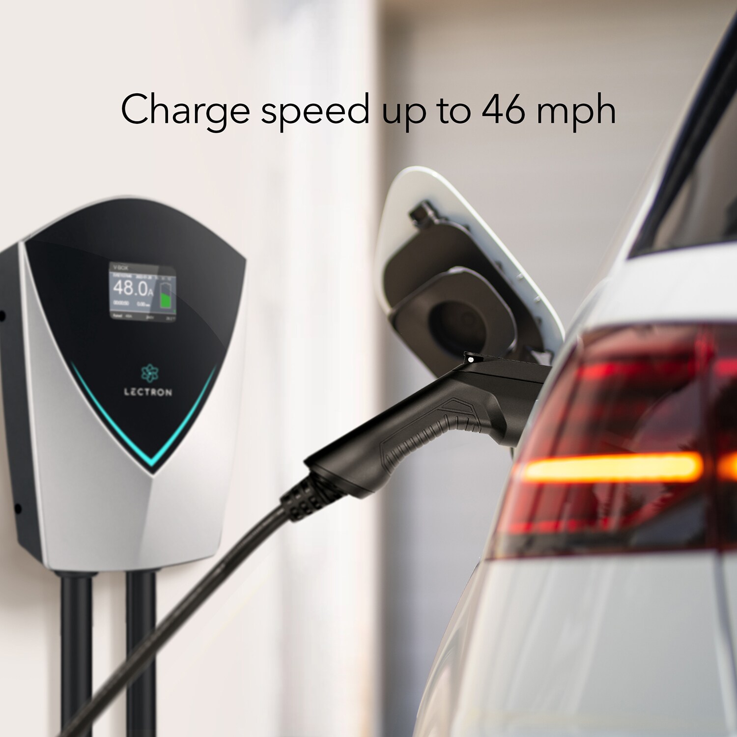 Cargador de Vehículo Eléctrico Lectron V-Box - Certificado EnergyStar y ETL Nivel 2 con Conector NEMA 14-50p - Estación de Carga para Vehículos Eléctricos - hasta 48 Amperios / 240 Voltios con Cable de 20 pies