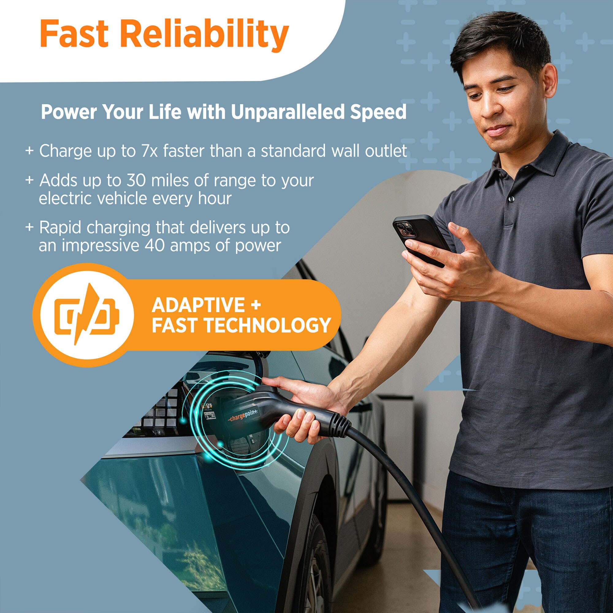 Estación de carga para vehículos eléctricos ChargePoint Home Flex Nivel 2 con conector NEMA 6-50r - hasta 50 amperios/240 voltios con cable de 23 pies.