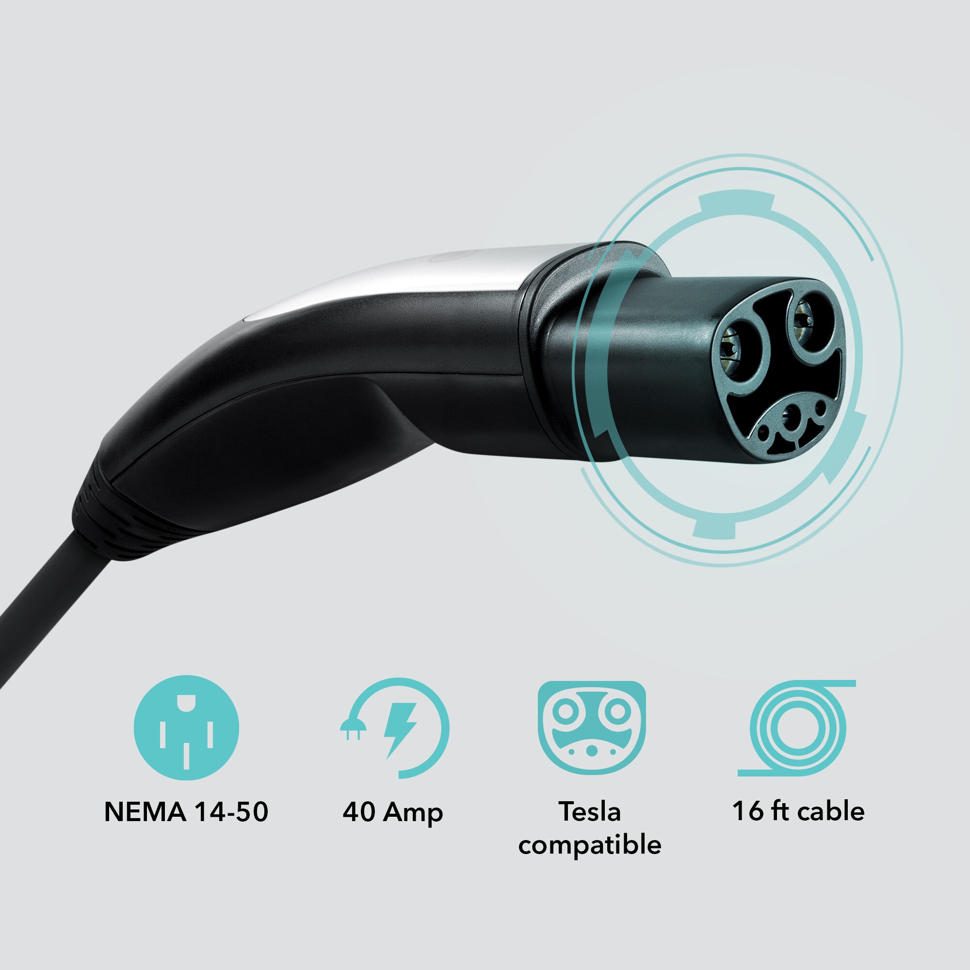 Estación de carga para vehículos eléctricos Lectron Nivel 2 con Clavija NEMA 14-50p - hasta 40 Amperios/ 240 Voltios con Cable de 16 pies