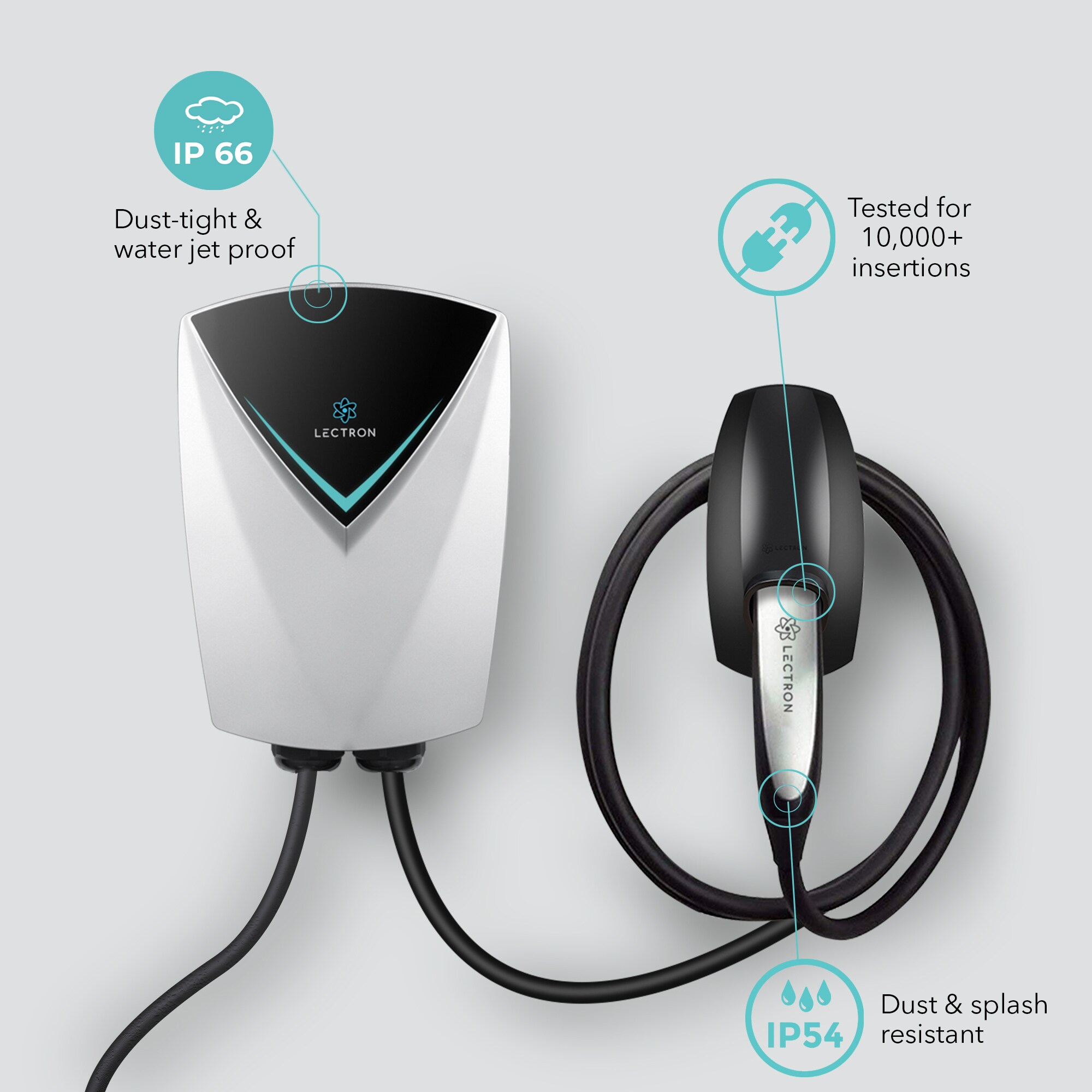 Estación de carga para vehículo eléctrico Lectron Nivel 2 con conector NEMA 14-50p: hasta 48 amperios/240 voltios con cable de 16 pies