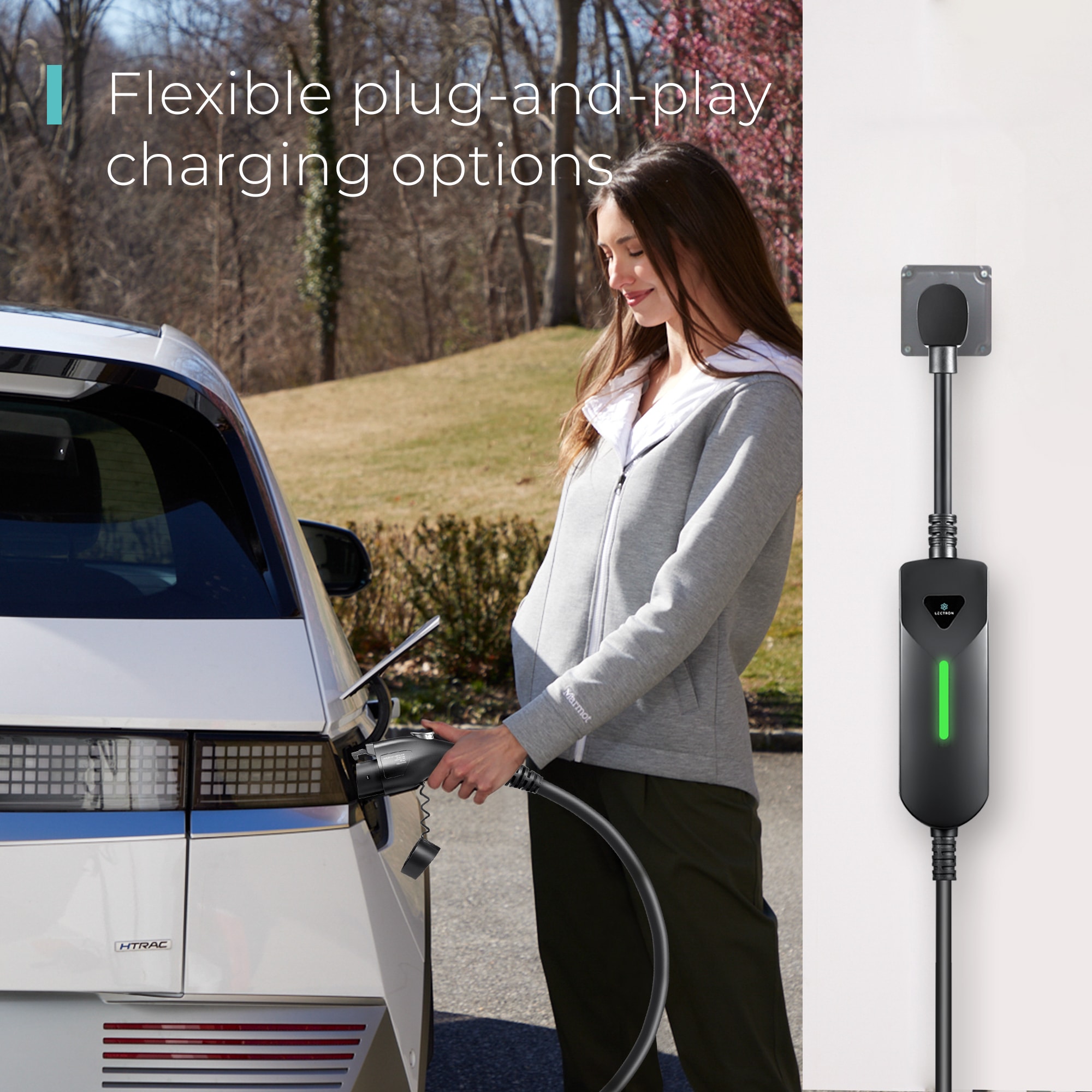 Estación de Carga para Vehículos Eléctricos Lectron Compatible con Todos los Vehículos Eléctricos J1772 Nivel 1 y Nivel 2 con Enchufe NEMA 5-15p/14-50p - Hasta 40 Amperios/ 120/240 Voltios con Cable de 16 pies