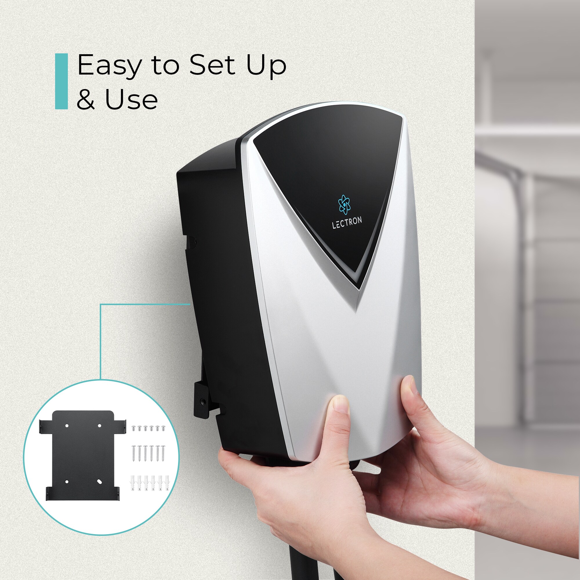 Estación de carga para vehículos eléctricos Lectron J1772 V-BOX Pro (Versión con Aplicación WiFi) Nivel 2 con Conector NEMA 14-50p - Hasta 48 Amperios/240 voltios con Cable de 16 pies